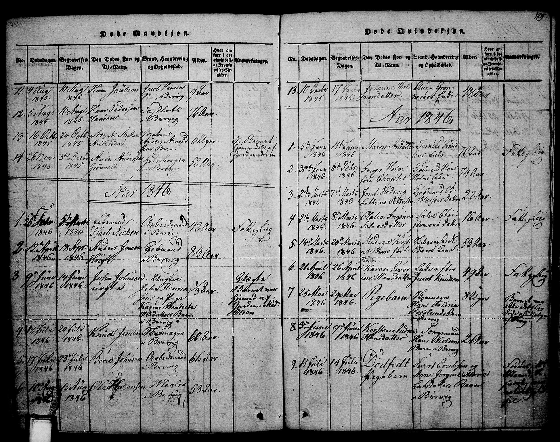 Brevik kirkebøker, SAKO/A-255/F/Fa/L0004: Parish register (official) no. 4, 1814-1846, p. 129