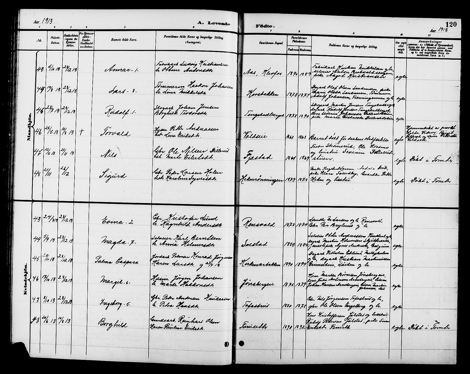 Romedal prestekontor, AV/SAH-PREST-004/L/L0012: Parish register (copy) no. 12, 1896-1914, p. 120