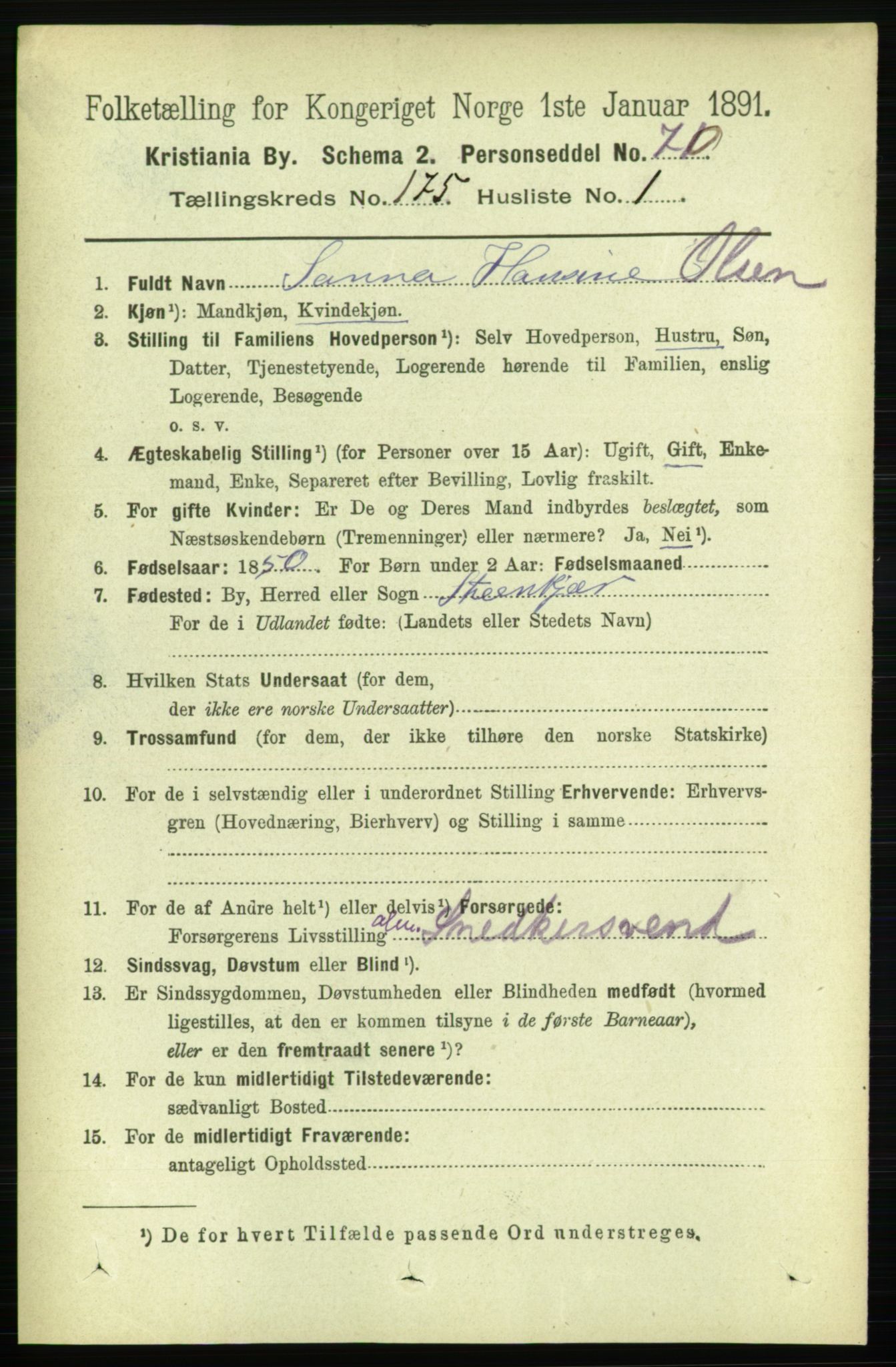 RA, 1891 census for 0301 Kristiania, 1891, p. 104817
