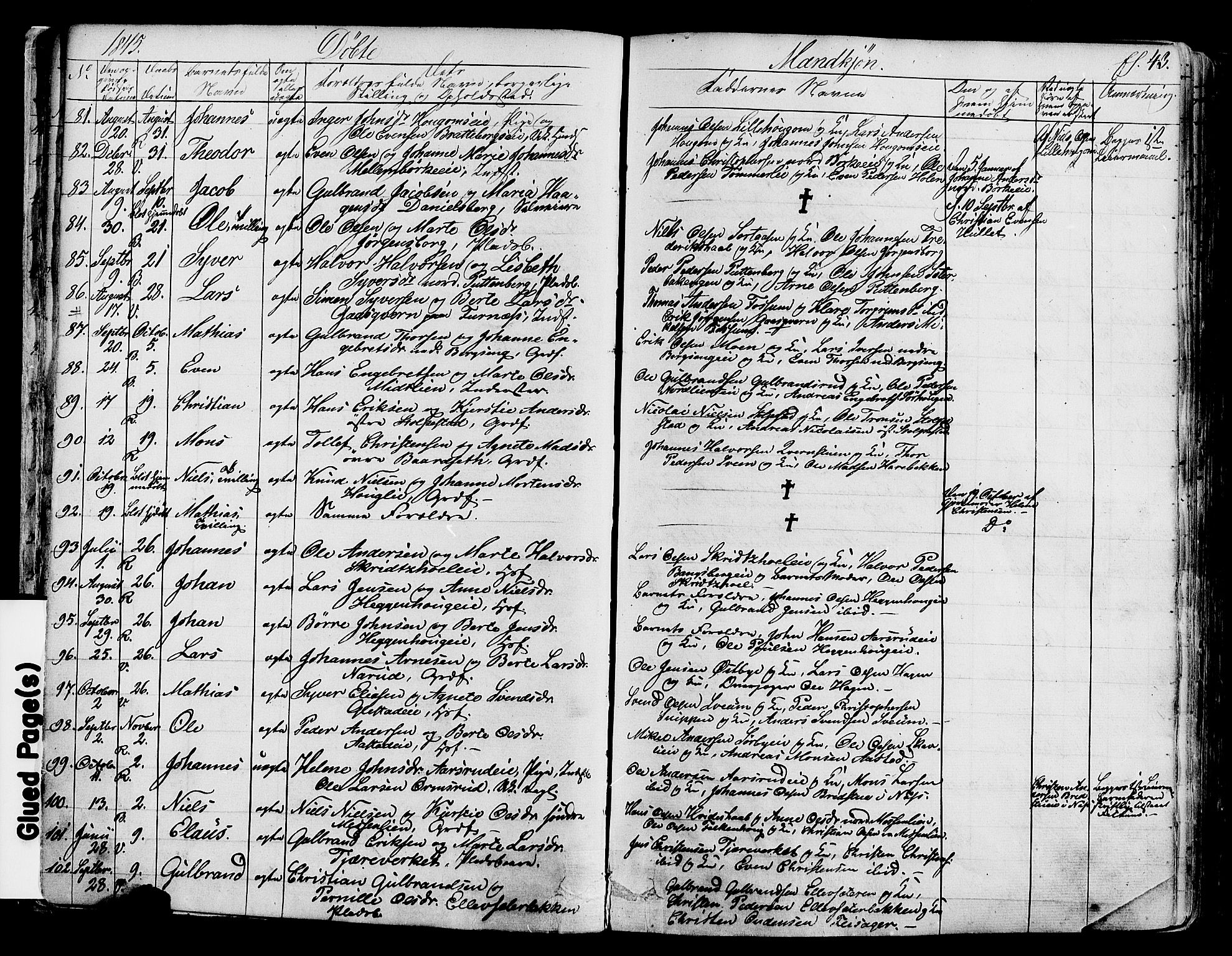 Ringsaker prestekontor, AV/SAH-PREST-014/K/Ka/L0008: Parish register (official) no. 8, 1837-1850, p. 43