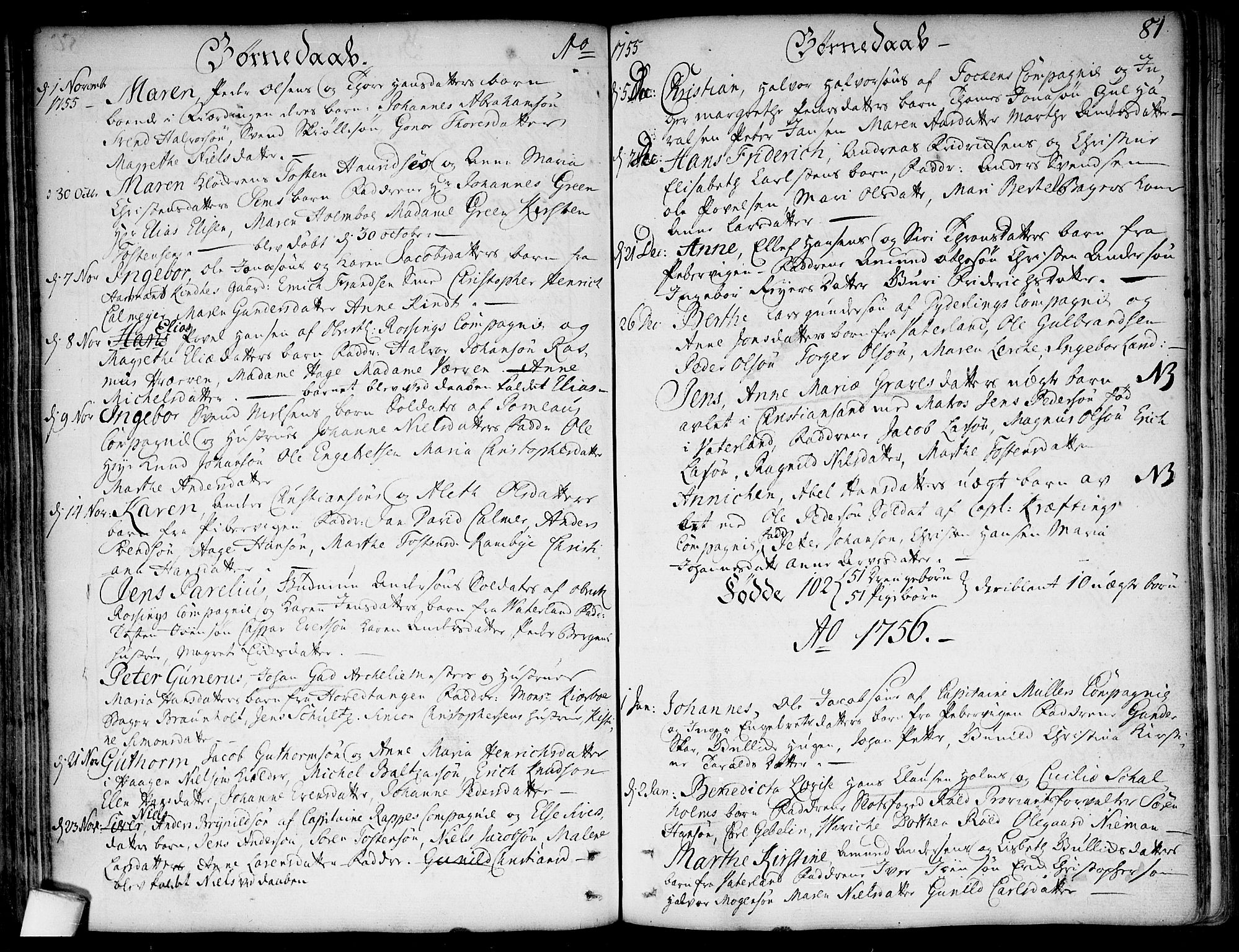 Garnisonsmenigheten Kirkebøker, SAO/A-10846/F/Fa/L0001: Parish register (official) no. 1, 1734-1756, p. 81