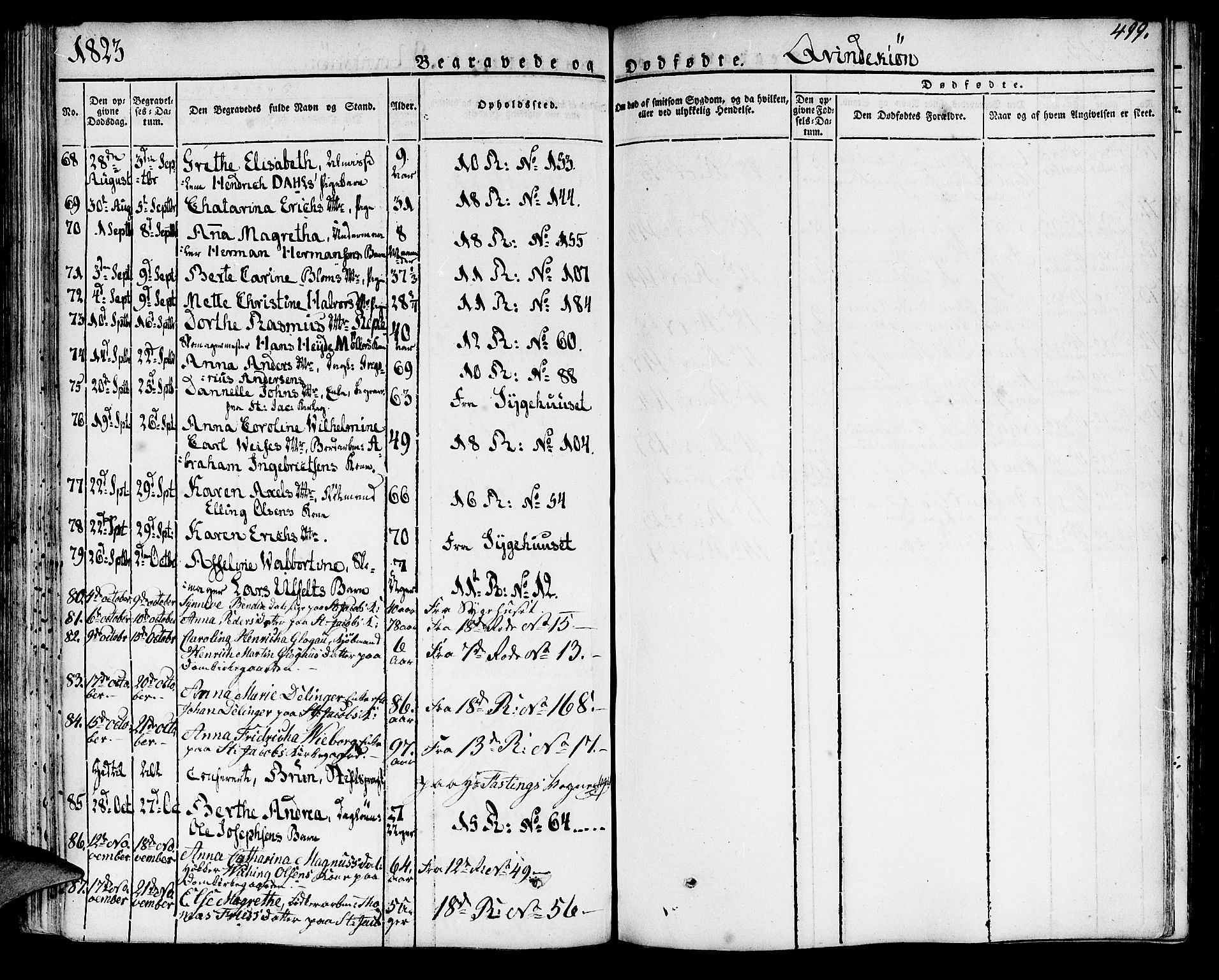 Domkirken sokneprestembete, SAB/A-74801/H/Haa/L0012: Parish register (official) no. A 12, 1821-1840, p. 499