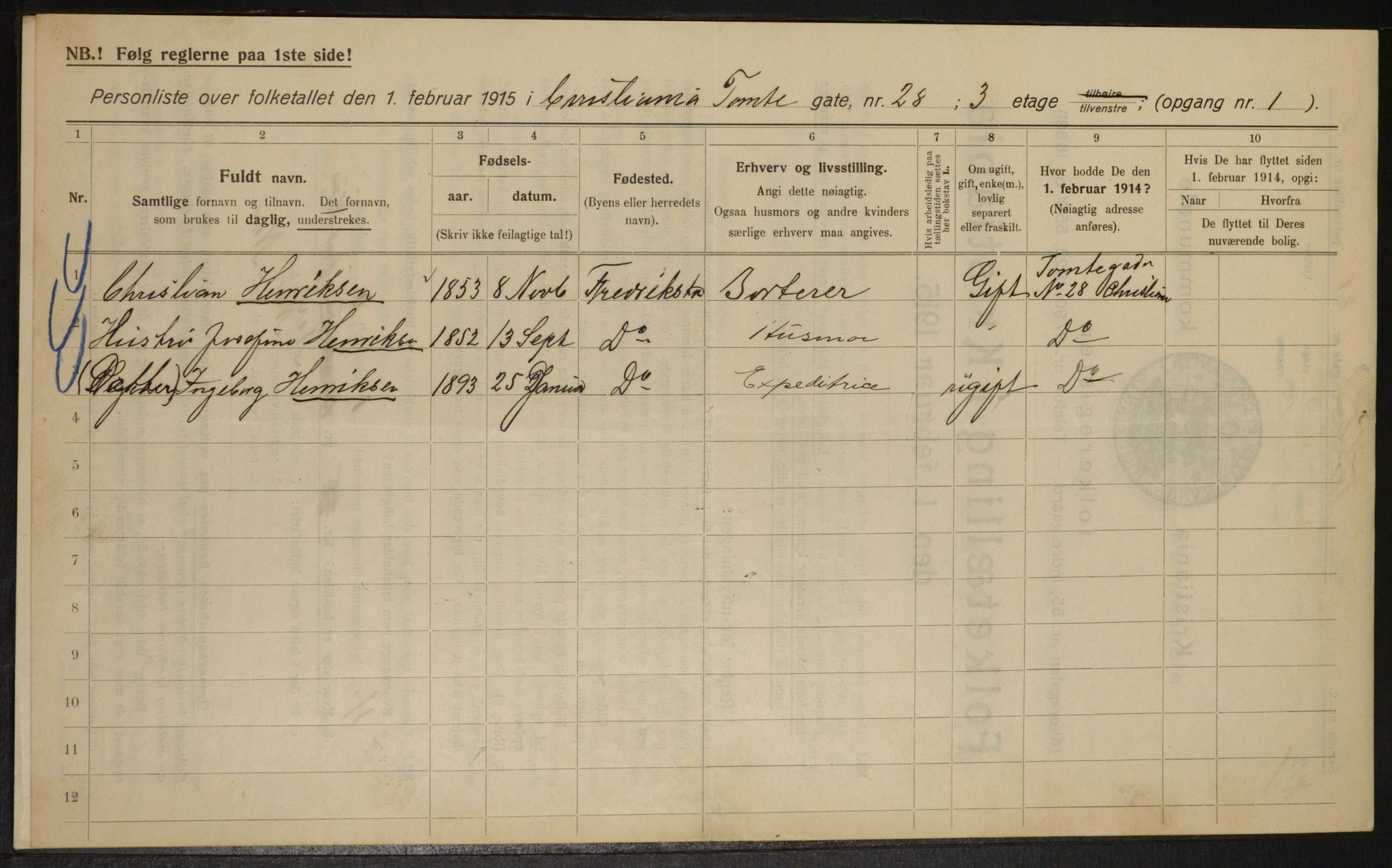 OBA, Municipal Census 1915 for Kristiania, 1915, p. 114047