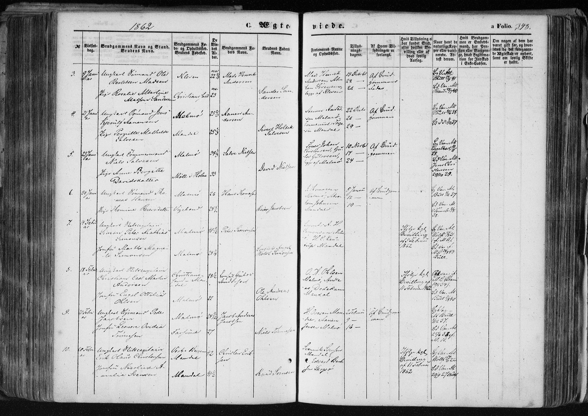 Mandal sokneprestkontor, AV/SAK-1111-0030/F/Fa/Faa/L0014: Parish register (official) no. A 14, 1859-1872, p. 348