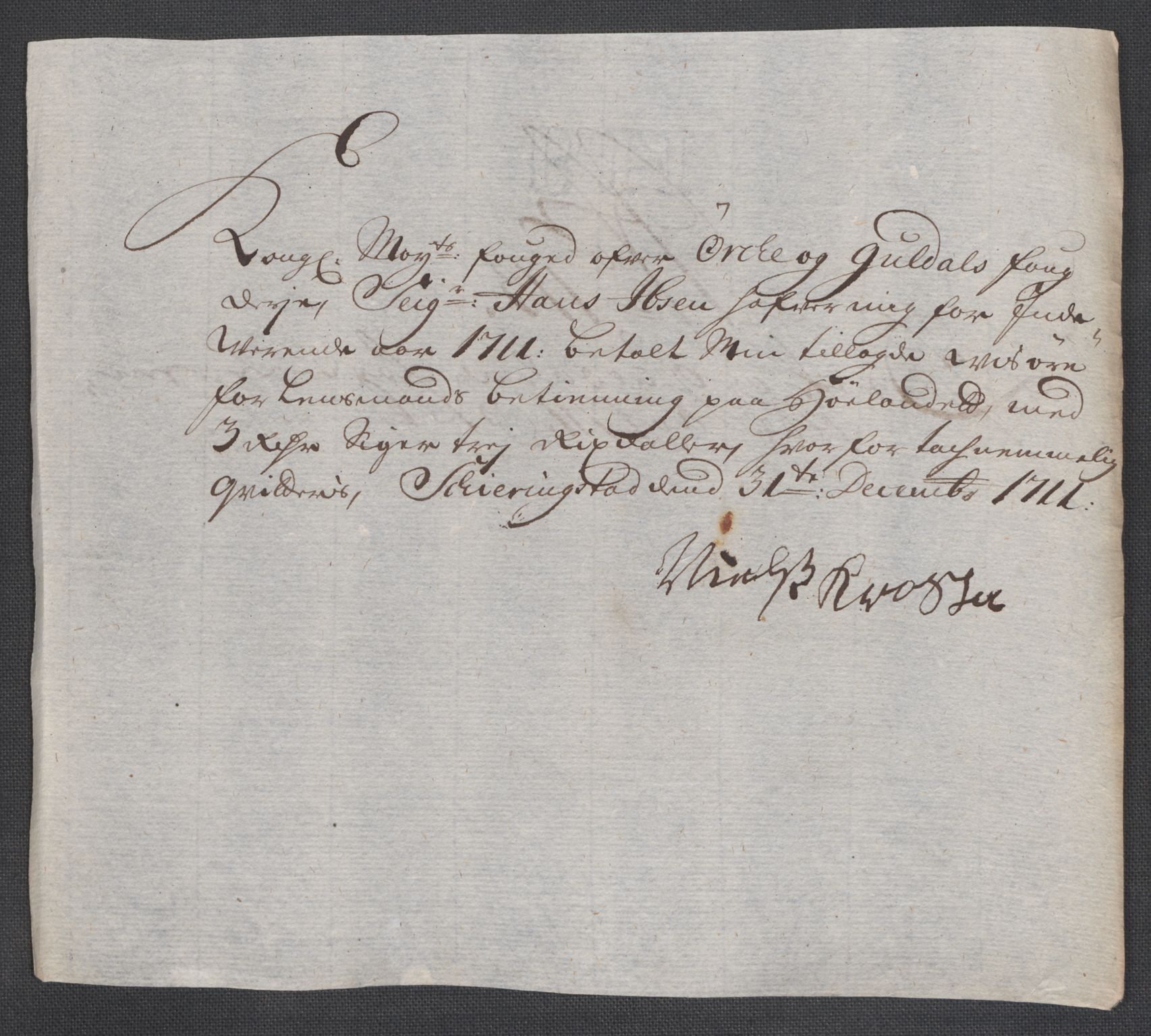 Rentekammeret inntil 1814, Reviderte regnskaper, Fogderegnskap, AV/RA-EA-4092/R60/L3962: Fogderegnskap Orkdal og Gauldal, 1711, p. 317