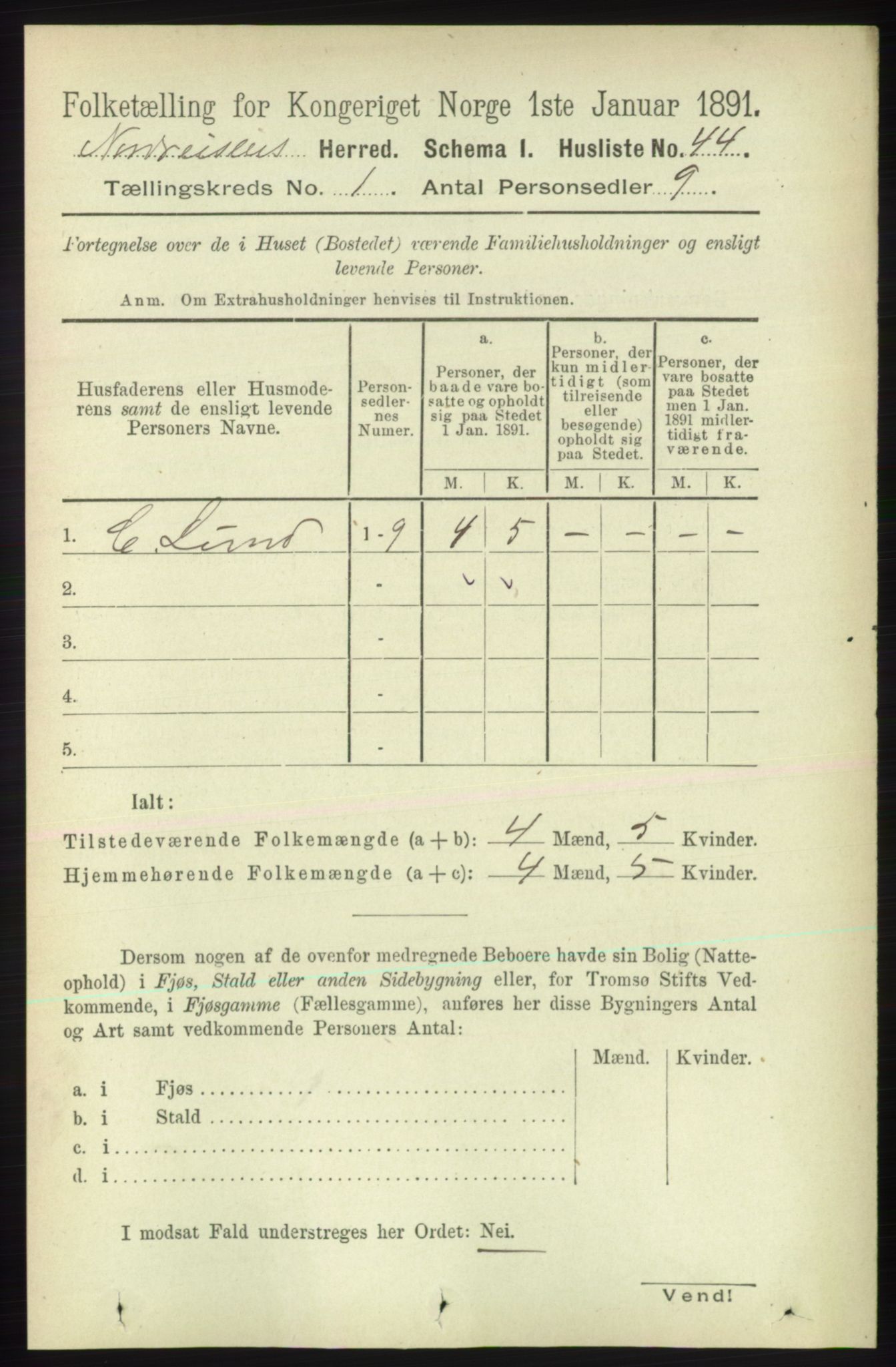 RA, 1891 census for 1942 Nordreisa, 1891, p. 57