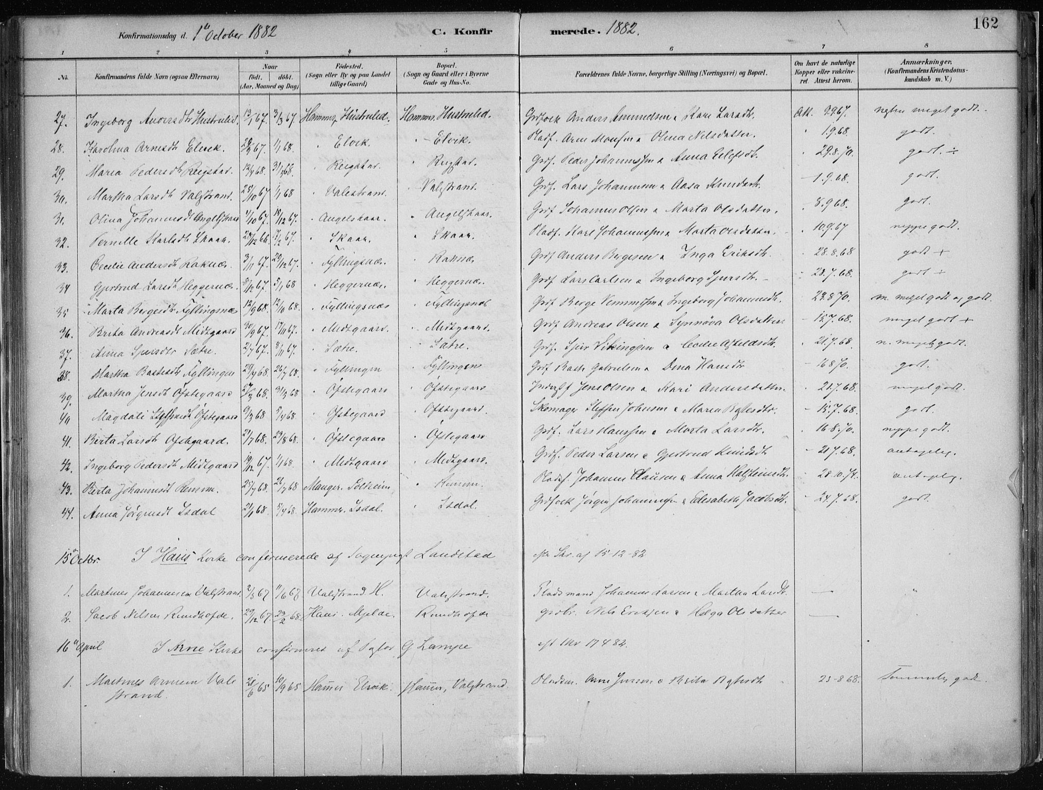 Hamre sokneprestembete, AV/SAB-A-75501/H/Ha/Haa/Haab/L0001: Parish register (official) no. B  1, 1882-1905, p. 162