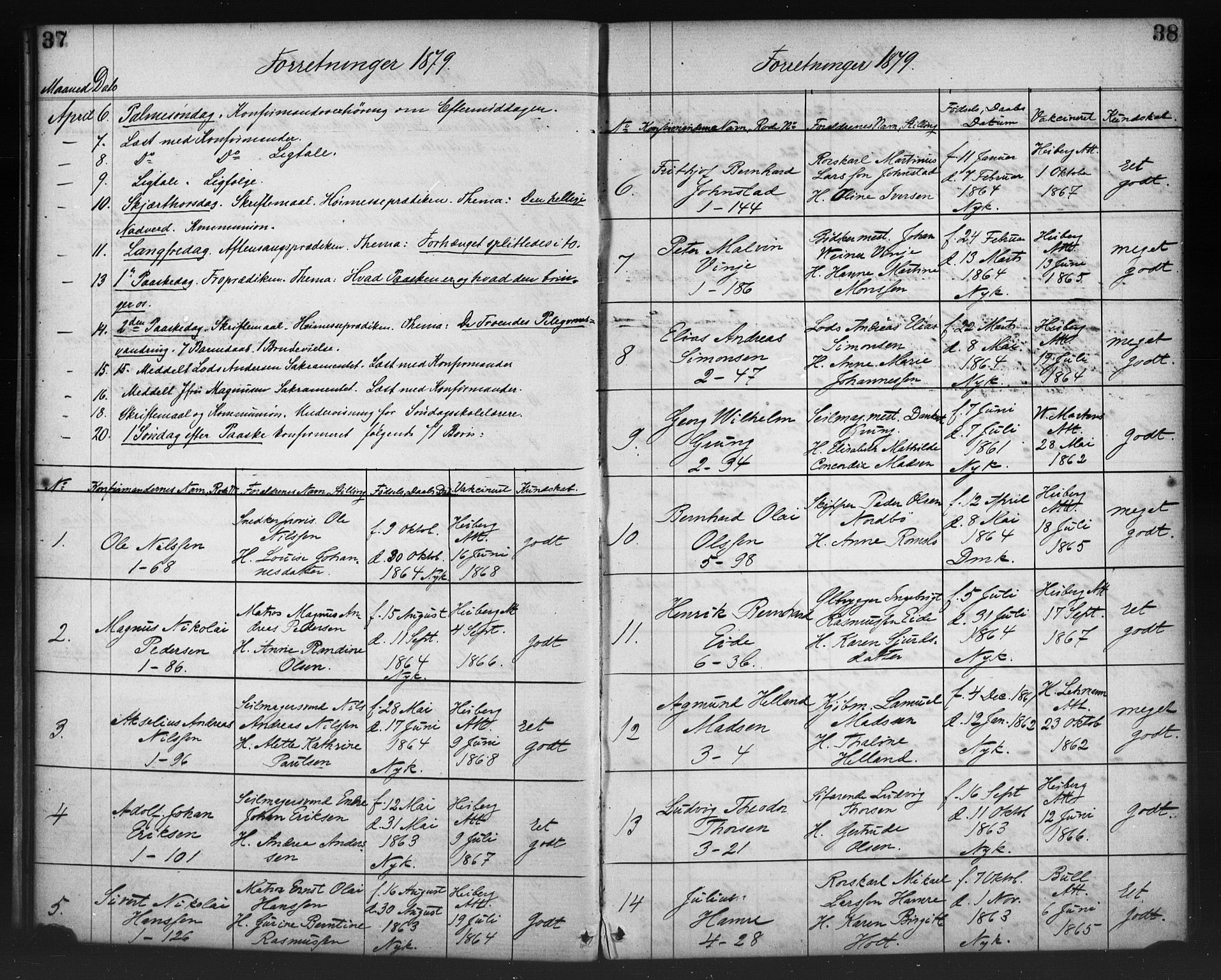 Nykirken Sokneprestembete, SAB/A-77101/H/Haa/L0065: Curate's parish register no. A 2, 1876-1897, p. 37-38