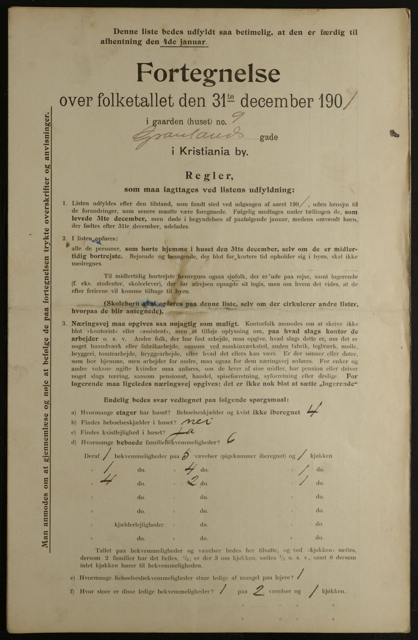 OBA, Municipal Census 1901 for Kristiania, 1901, p. 5053