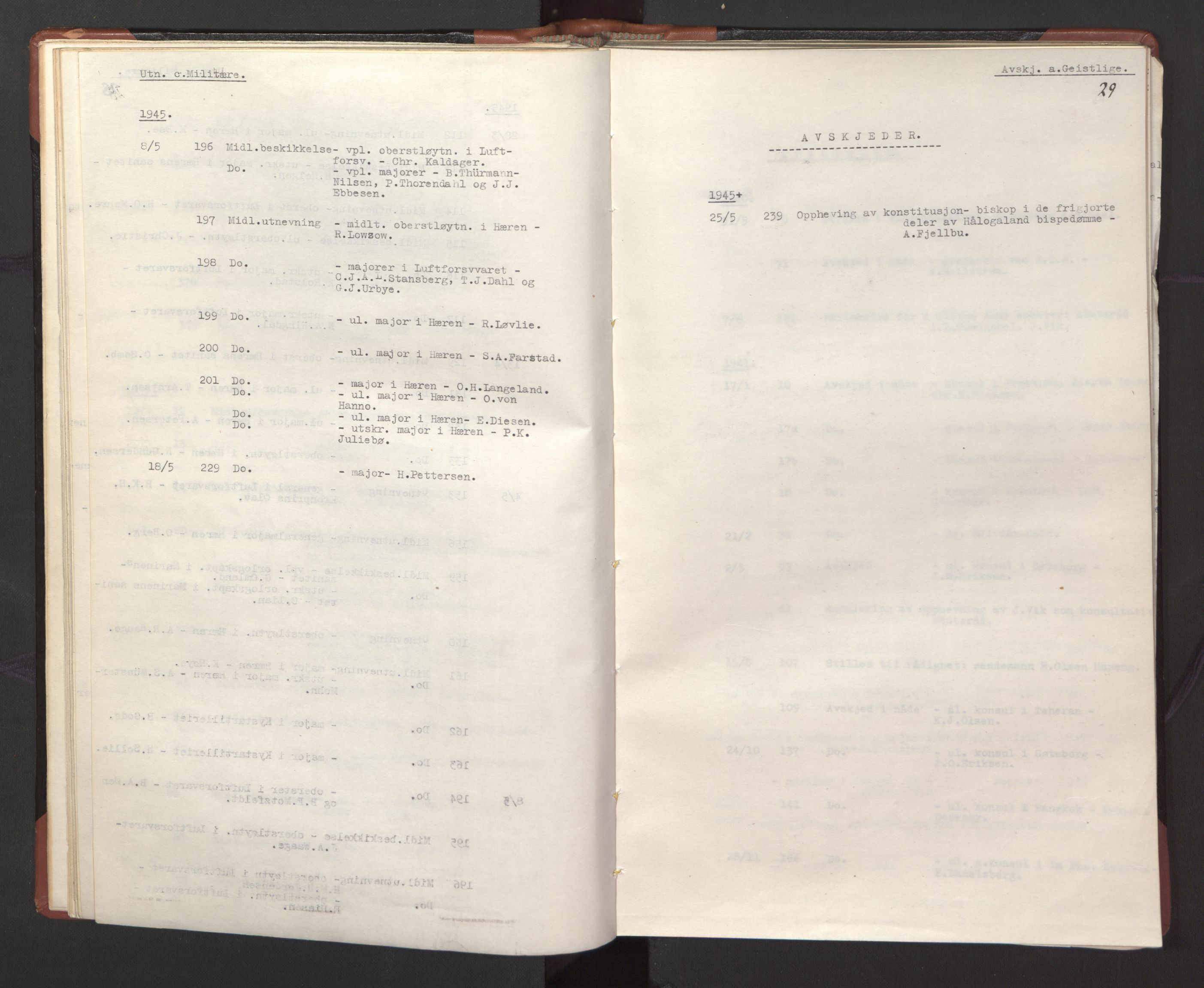Statsrådssekretariatet, RA/S-1001/A/Ac/L0127: Register 9/4-25/5, 1940-1945, p. 34