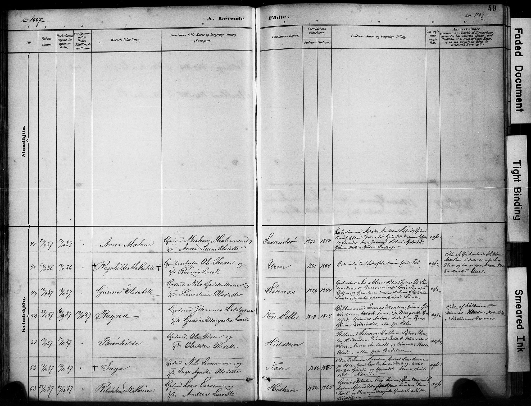 Finnås sokneprestembete, AV/SAB-A-99925/H/Ha/Hab/Habb/L0003: Parish register (copy) no. B 3, 1882-1897, p. 49