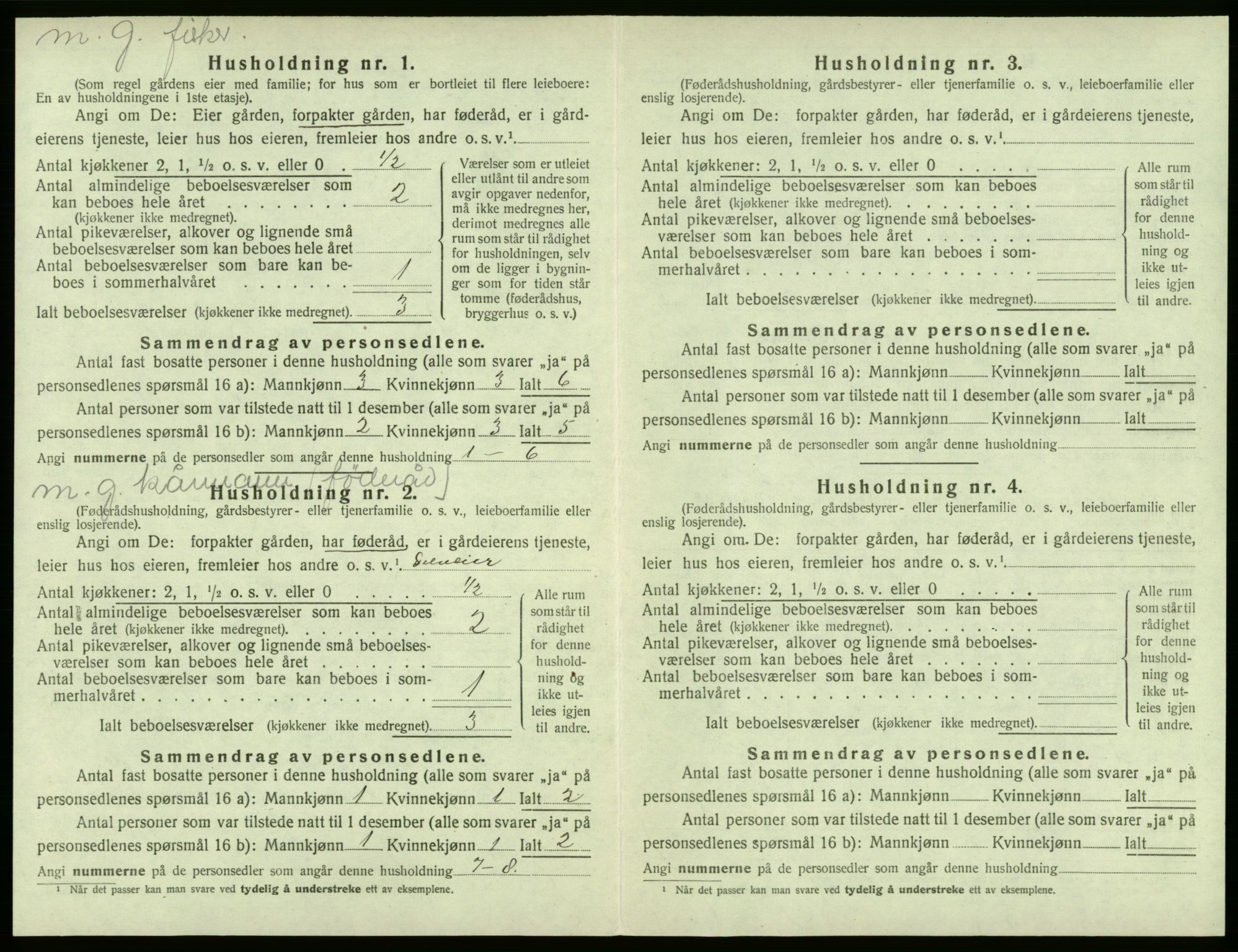 SAB, 1920 census for Sund, 1920, p. 601