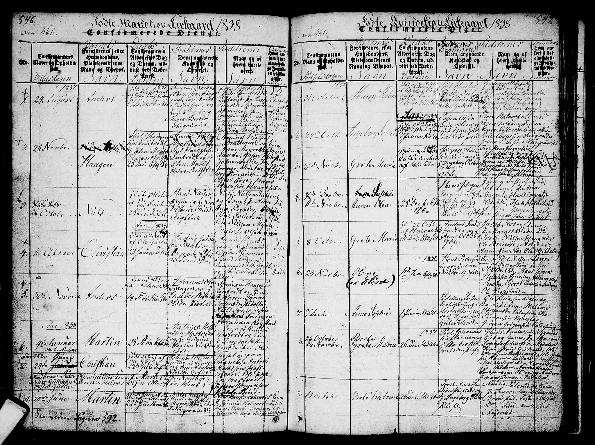 Sandsvær kirkebøker, SAKO/A-244/G/Ga/L0003: Parish register (copy) no. I 3, 1817-1839, p. 546-547