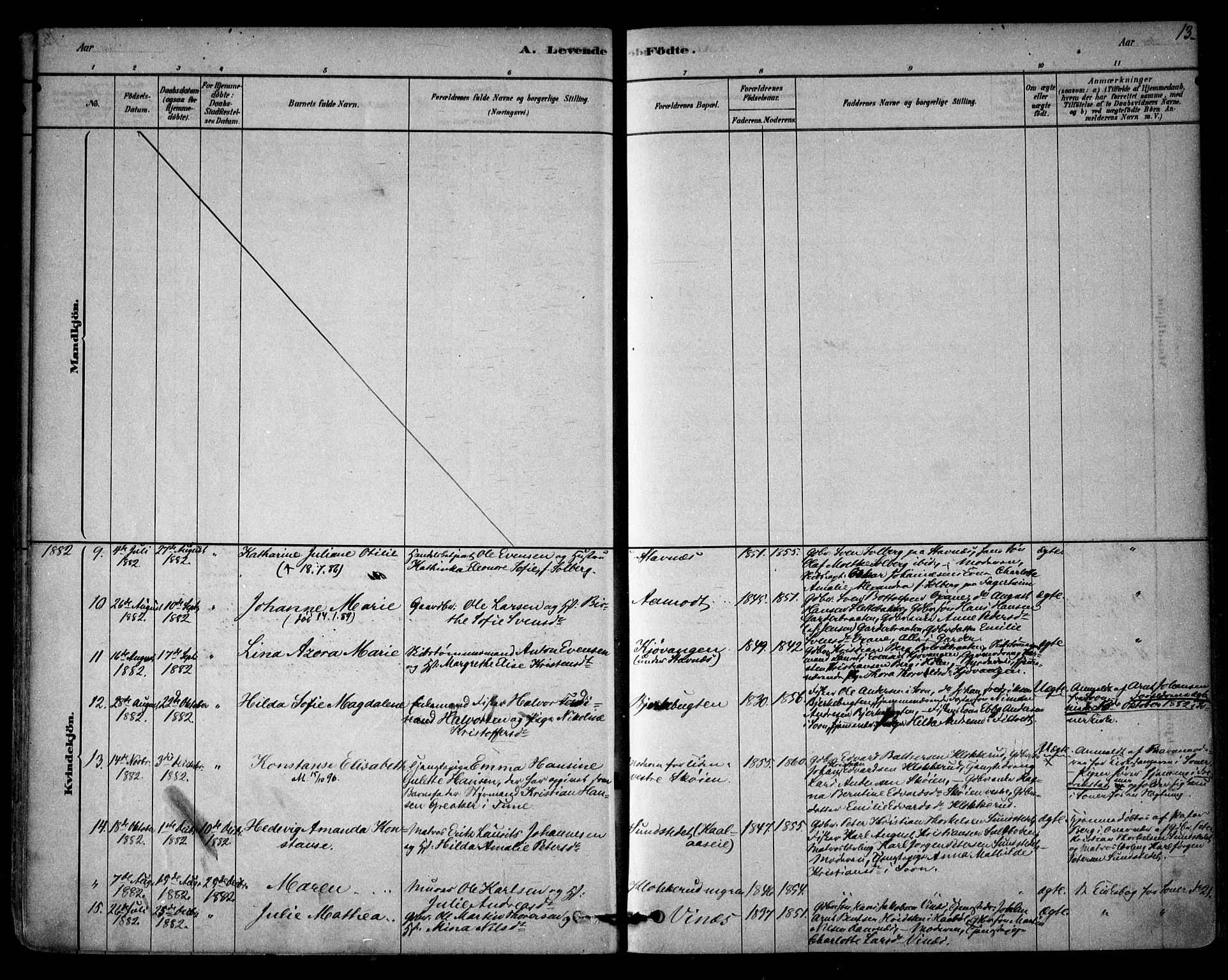 Vestby prestekontor Kirkebøker, SAO/A-10893/F/Fb/L0001: Parish register (official) no. II 1, 1878-1903, p. 13