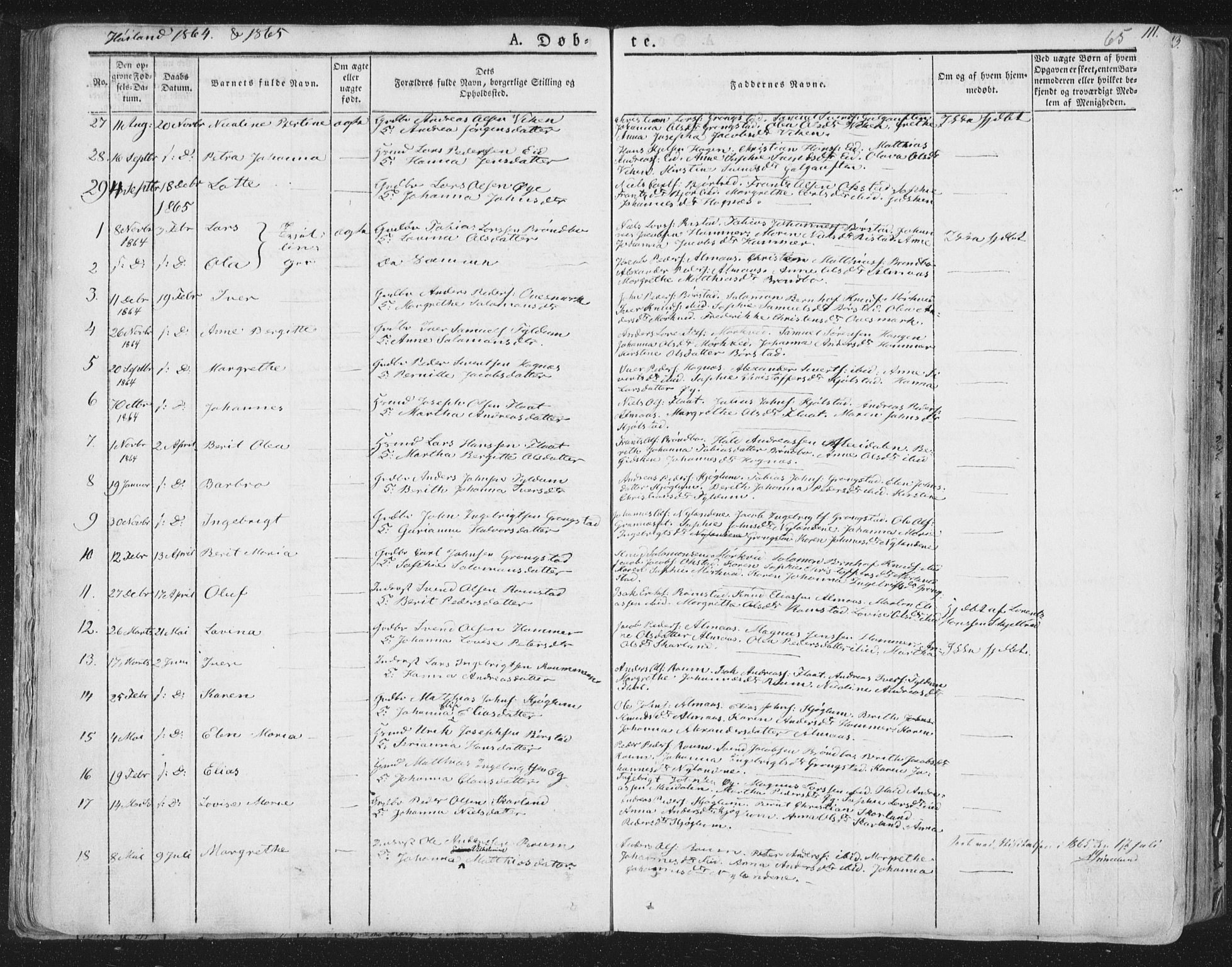 Ministerialprotokoller, klokkerbøker og fødselsregistre - Nord-Trøndelag, SAT/A-1458/758/L0513: Parish register (official) no. 758A02 /2, 1839-1868, p. 65