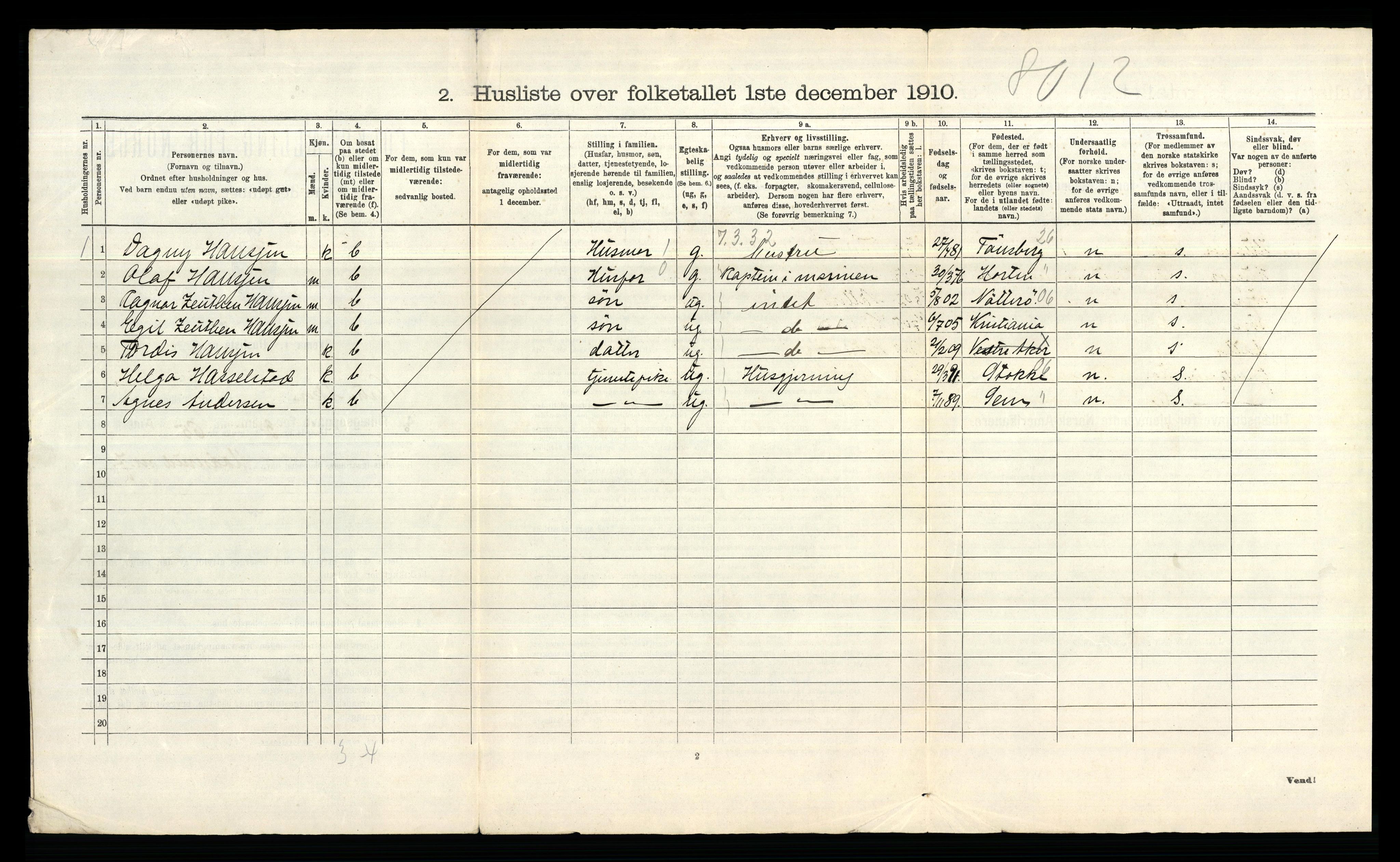 RA, 1910 census for Aker, 1910, p. 1456