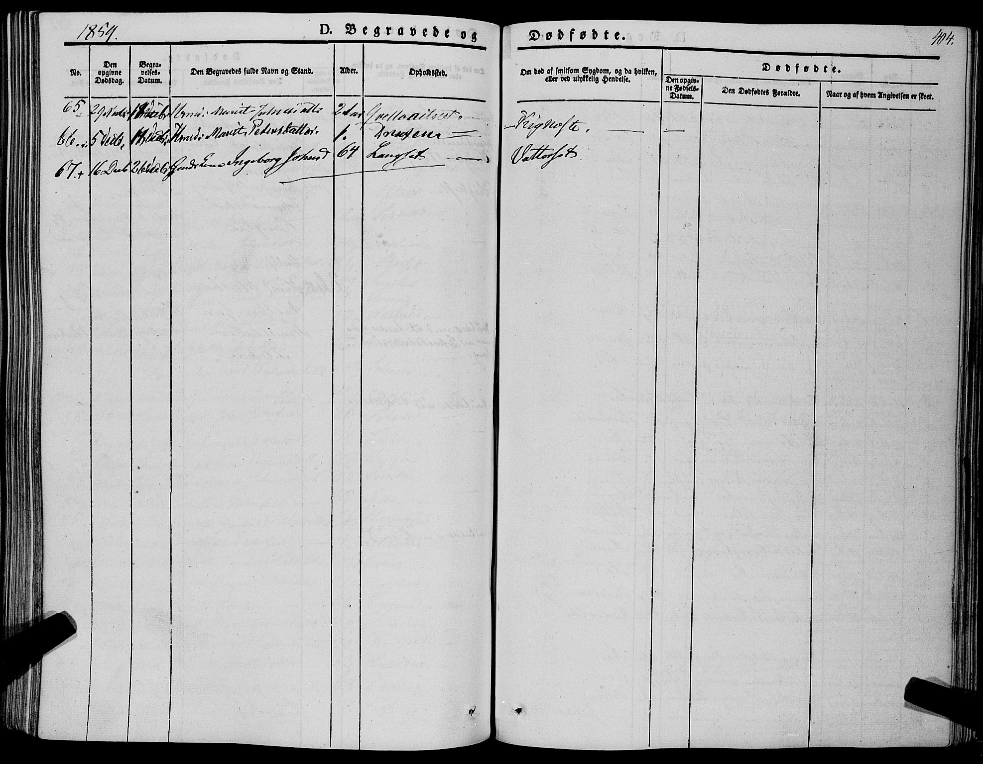 Ministerialprotokoller, klokkerbøker og fødselsregistre - Sør-Trøndelag, SAT/A-1456/695/L1145: Parish register (official) no. 695A06 /1, 1843-1859, p. 404