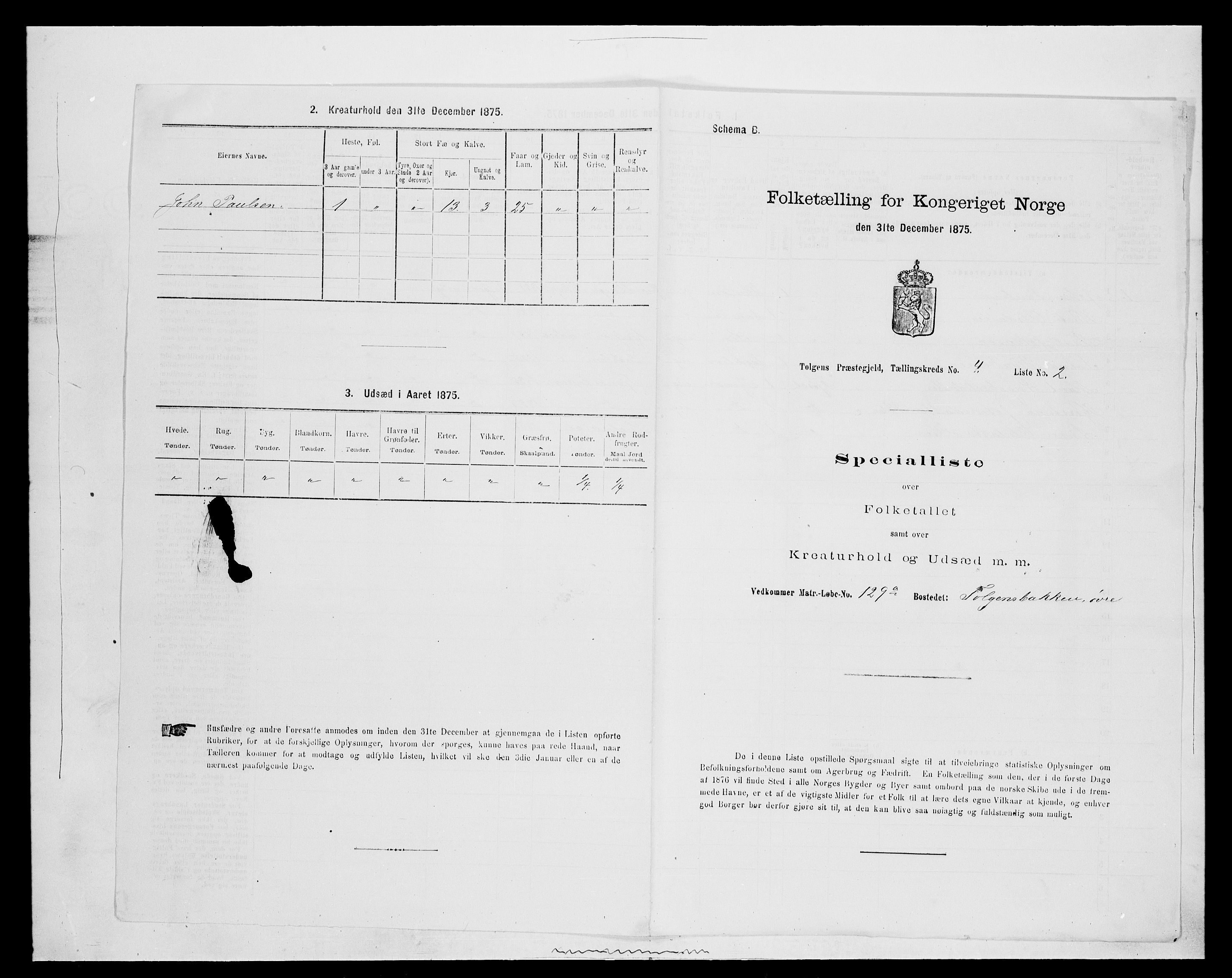 SAH, 1875 census for 0436P Tolga, 1875, p. 478