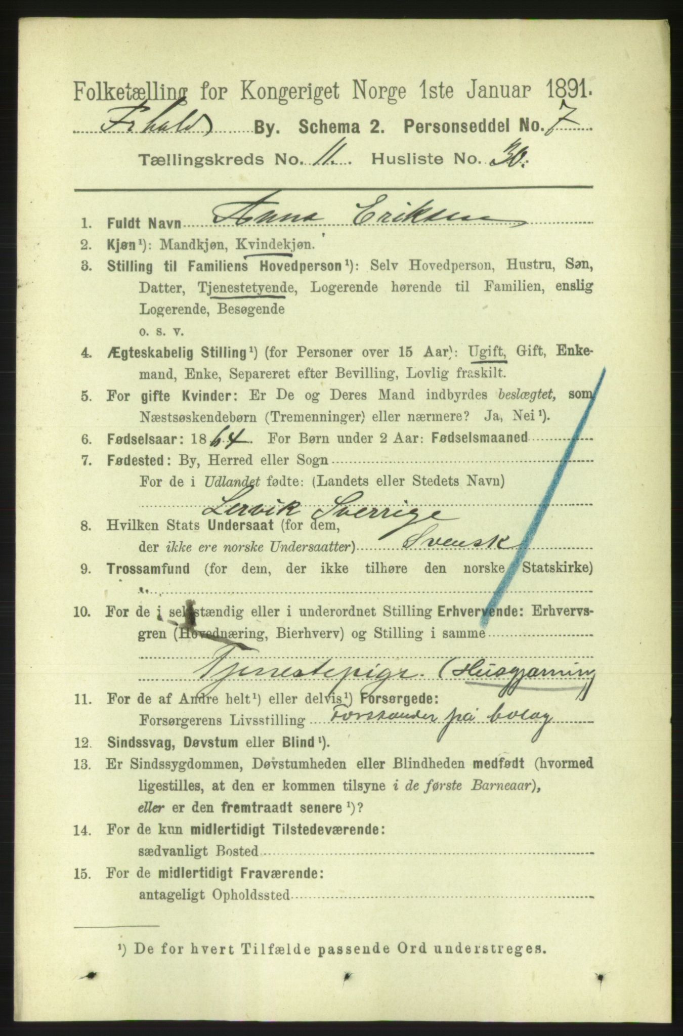 RA, 1891 census for 0101 Fredrikshald, 1891, p. 8017