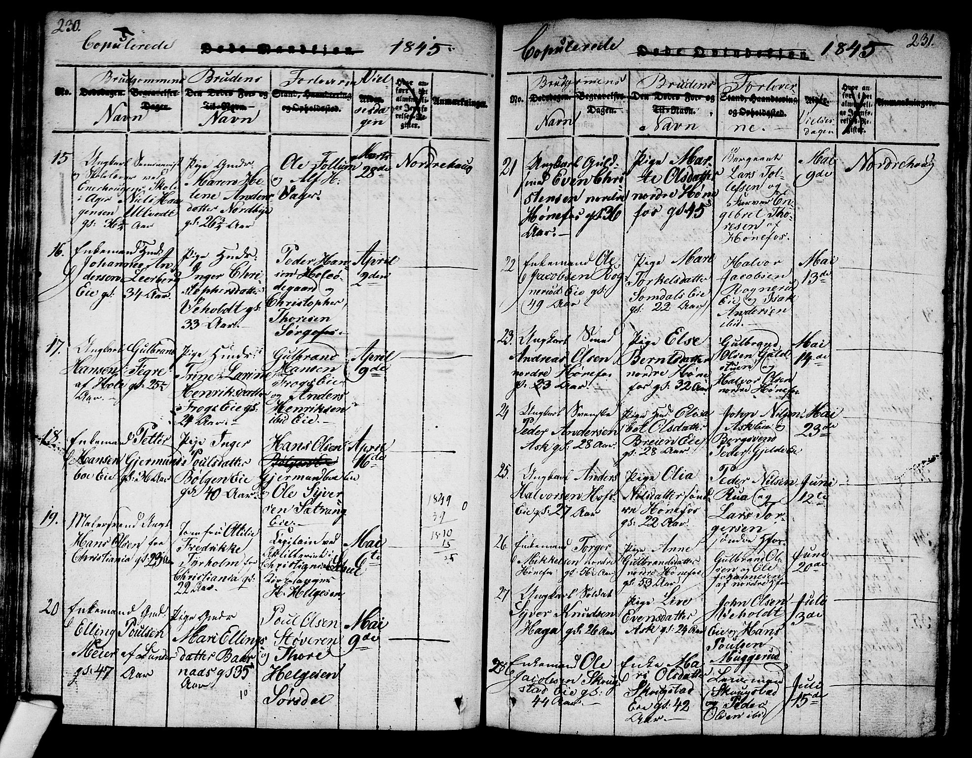 Norderhov kirkebøker, SAKO/A-237/G/Ga/L0003: Parish register (copy) no. I 3 /1, 1814-1876, p. 230-231
