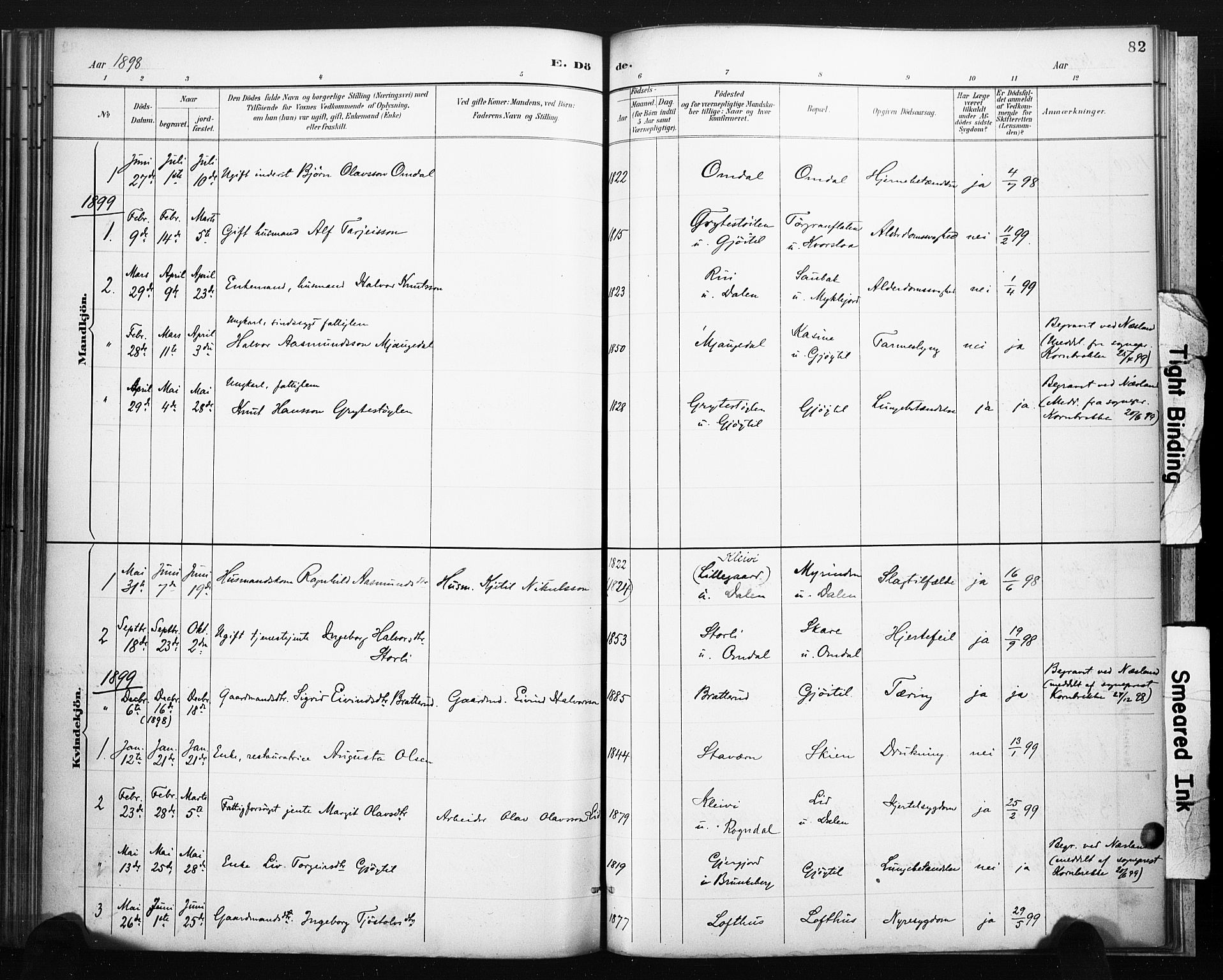 Lårdal kirkebøker, SAKO/A-284/F/Fb/L0002: Parish register (official) no. II 2, 1887-1918, p. 82