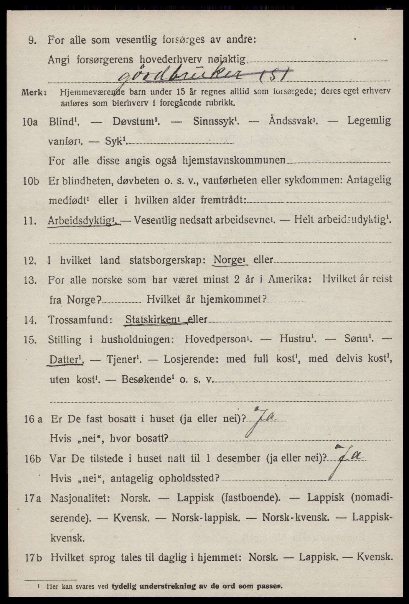 SAT, 1920 census for Soknedal, 1920, p. 843