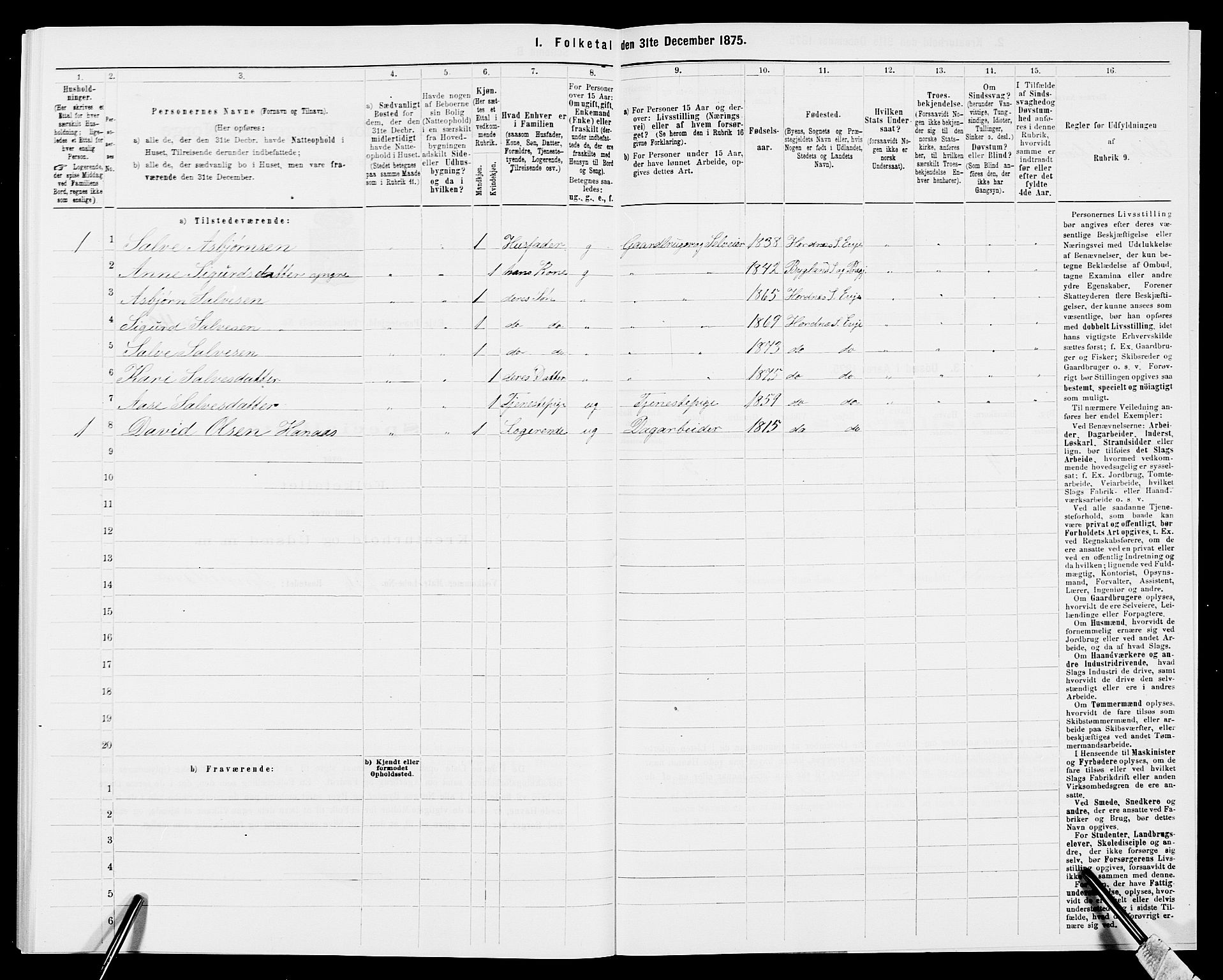 SAK, 1875 census for 0934P Evje, 1875, p. 666