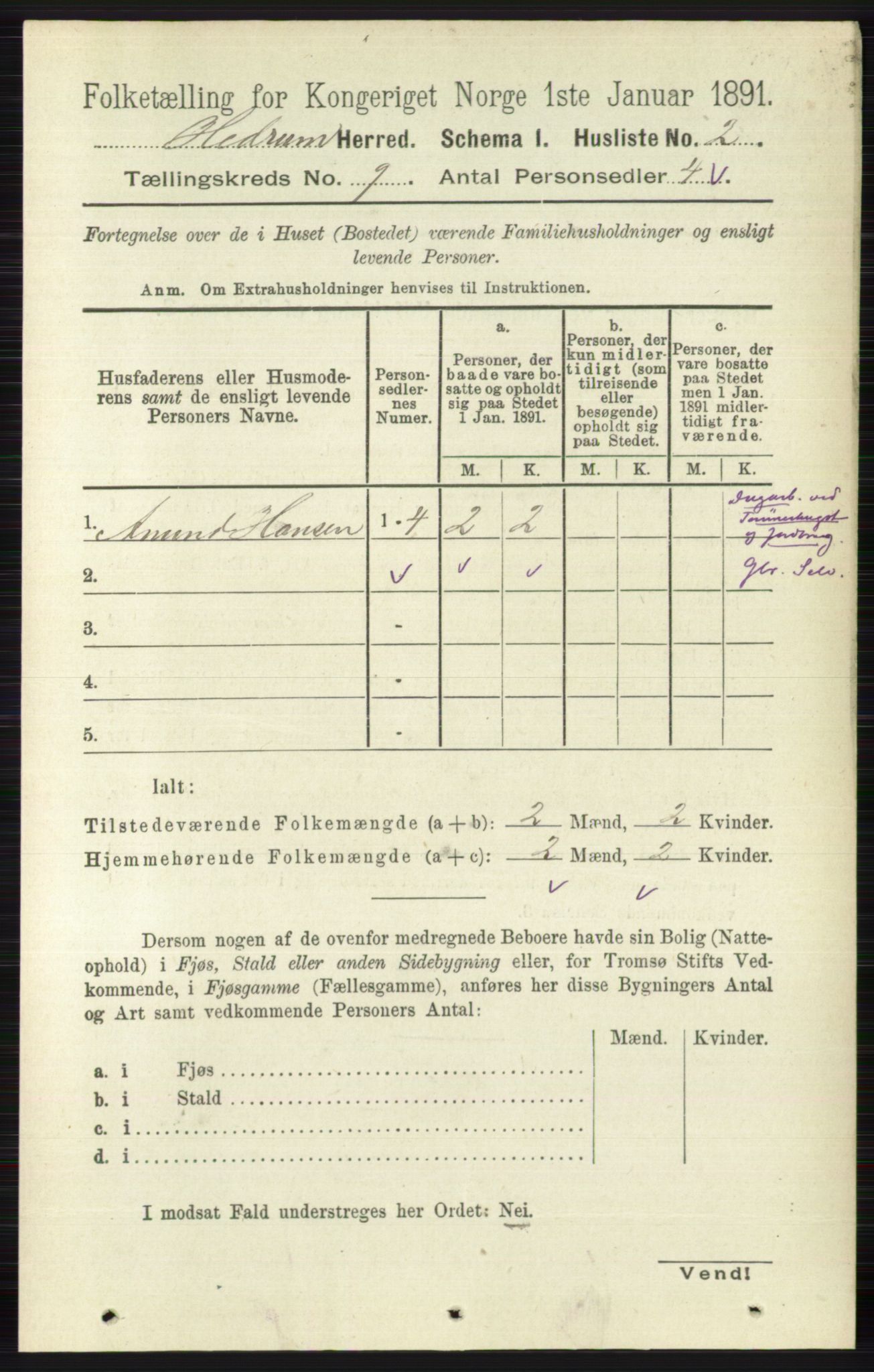 RA, 1891 census for 0727 Hedrum, 1891, p. 3850