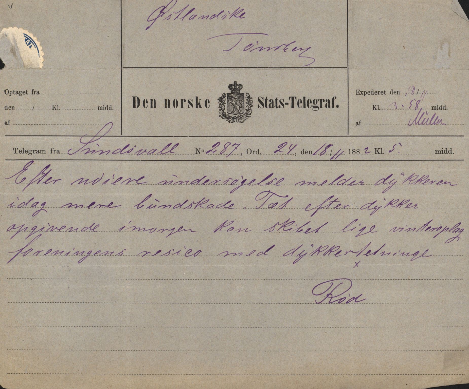 Pa 63 - Østlandske skibsassuranceforening, VEMU/A-1079/G/Ga/L0014/0009: Havaridokumenter / Peter, Olinda, Prinds Chr. August, Poseidon, 1882, p. 55