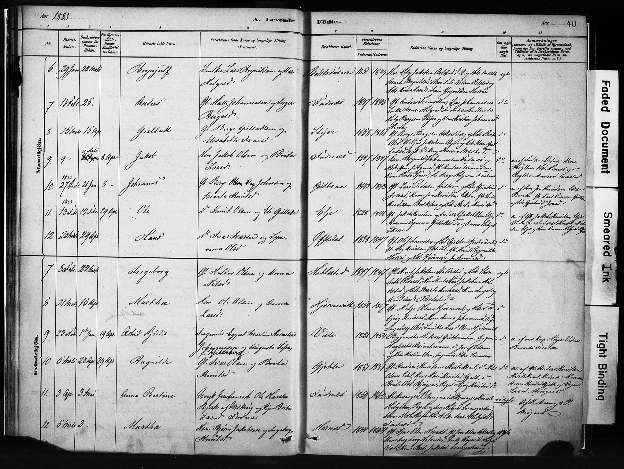 Evanger sokneprestembete, SAB/A-99924: Parish register (official) no. A 1, 1877-1899, p. 40