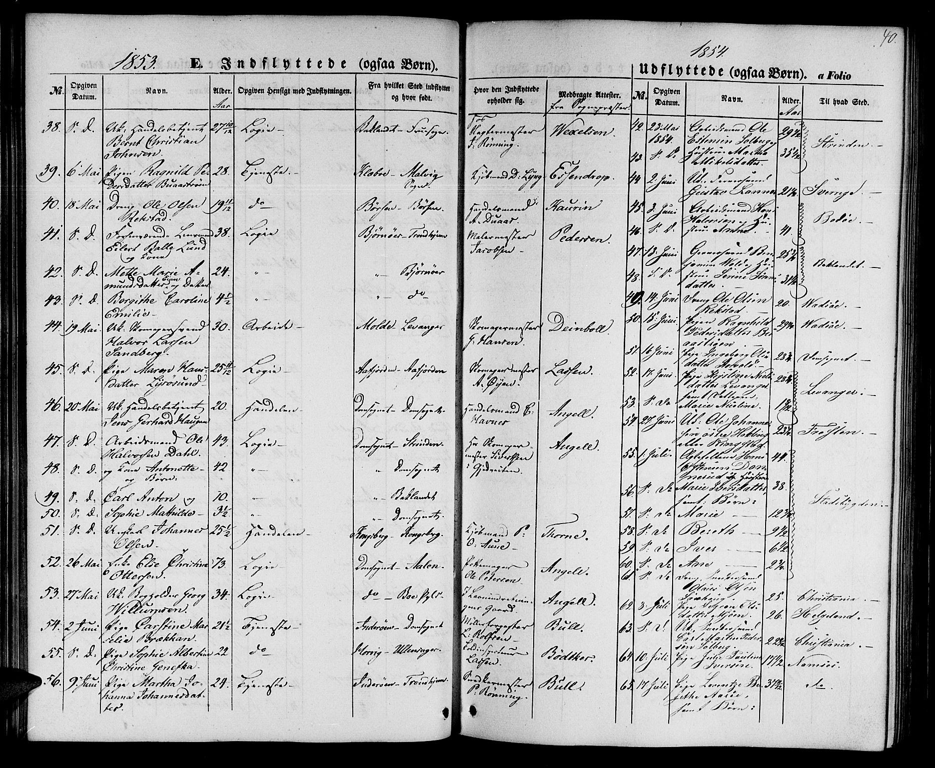 Ministerialprotokoller, klokkerbøker og fødselsregistre - Sør-Trøndelag, SAT/A-1456/602/L0113: Parish register (official) no. 602A11, 1849-1861, p. 40