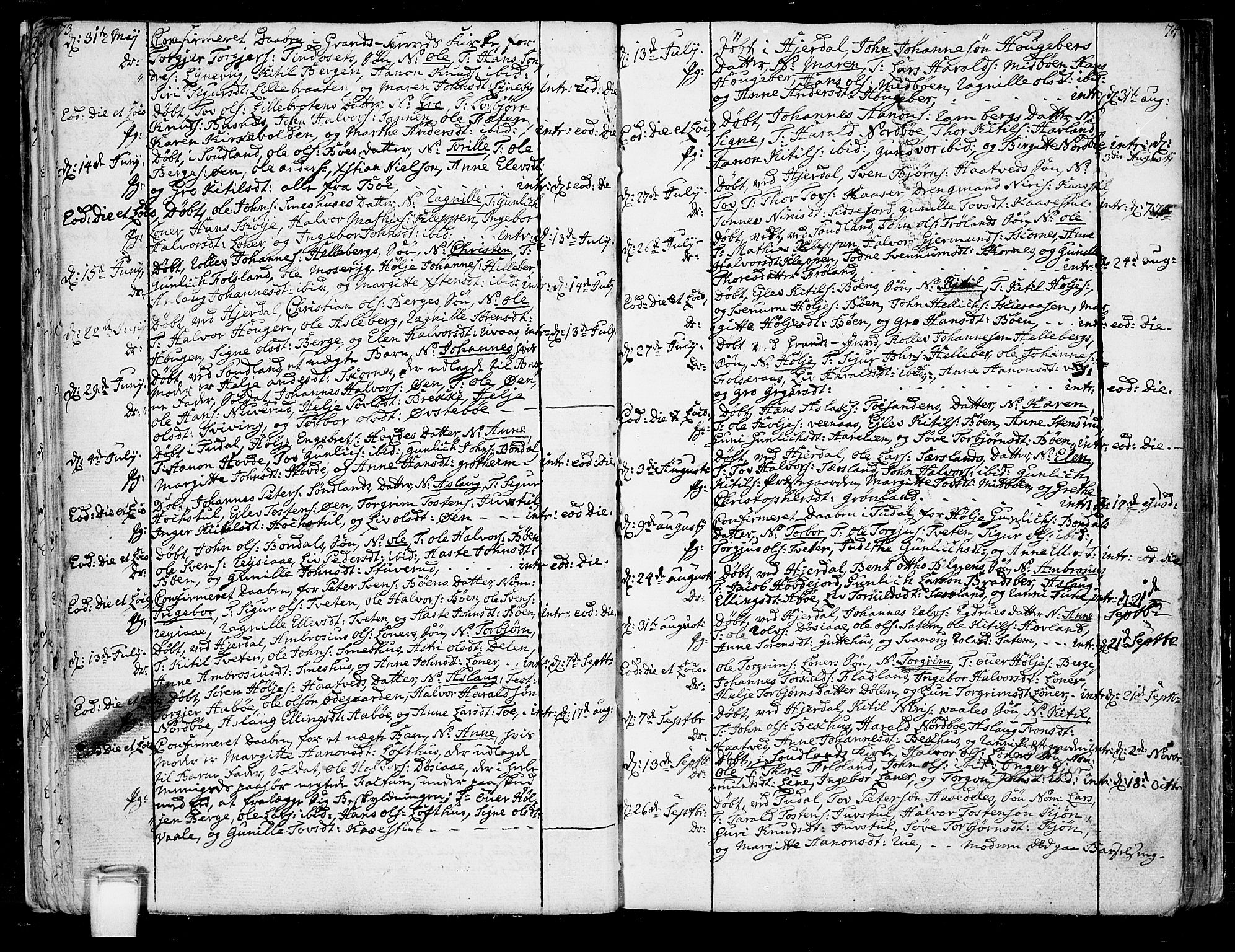 Hjartdal kirkebøker, SAKO/A-270/F/Fa/L0005: Parish register (official) no. I 5, 1776-1801, p. 73-74