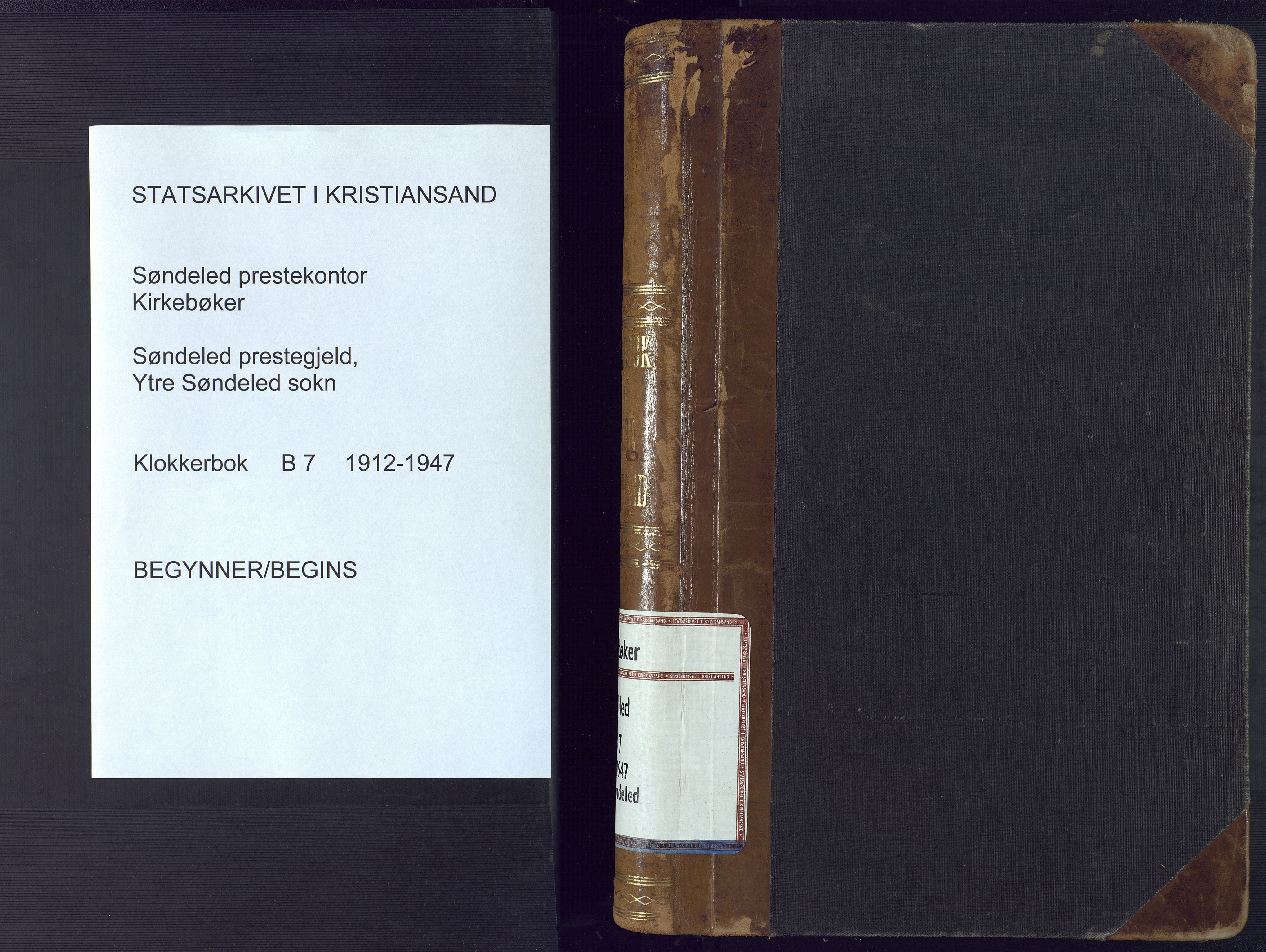 Søndeled sokneprestkontor, SAK/1111-0038/F/Fb/L0006: Parish register (copy) no. B 7, 1912-1947