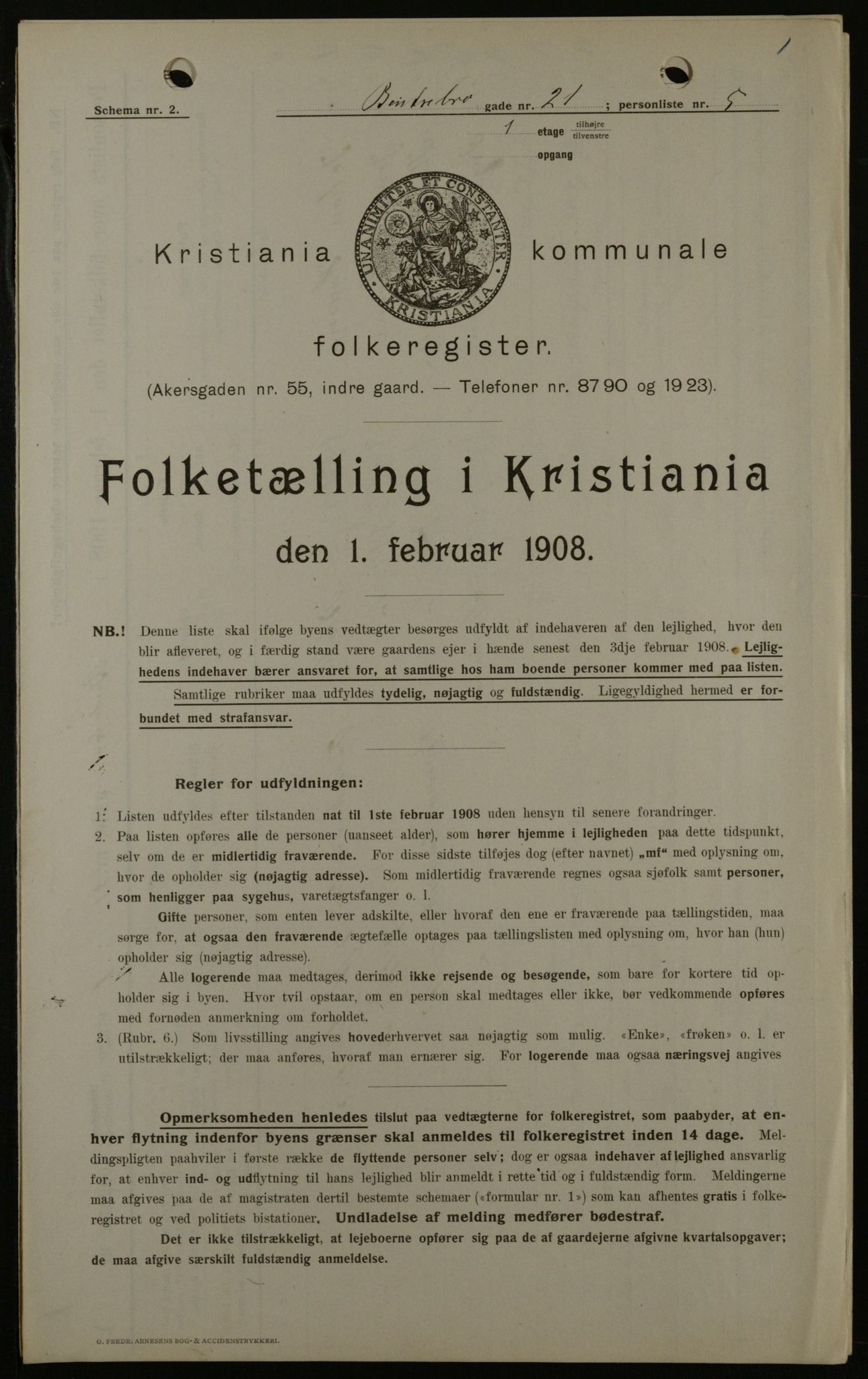 OBA, Municipal Census 1908 for Kristiania, 1908, p. 3549