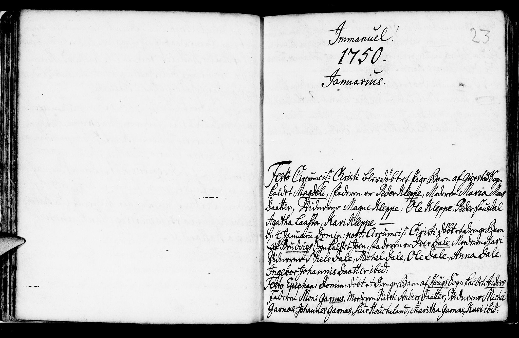 Haus sokneprestembete, SAB/A-75601/H/Haa: Parish register (official) no. A 6, 1748-1758, p. 23