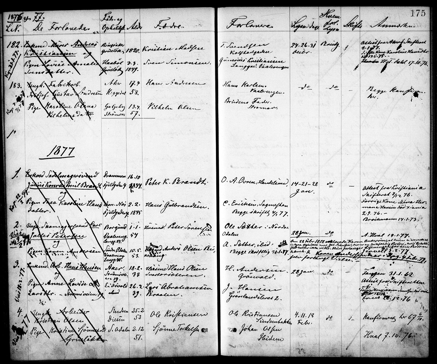Østre Aker prestekontor Kirkebøker, SAO/A-10840/H/Ha/L0001: Banns register no. I 1, 1861-1878, p. 175