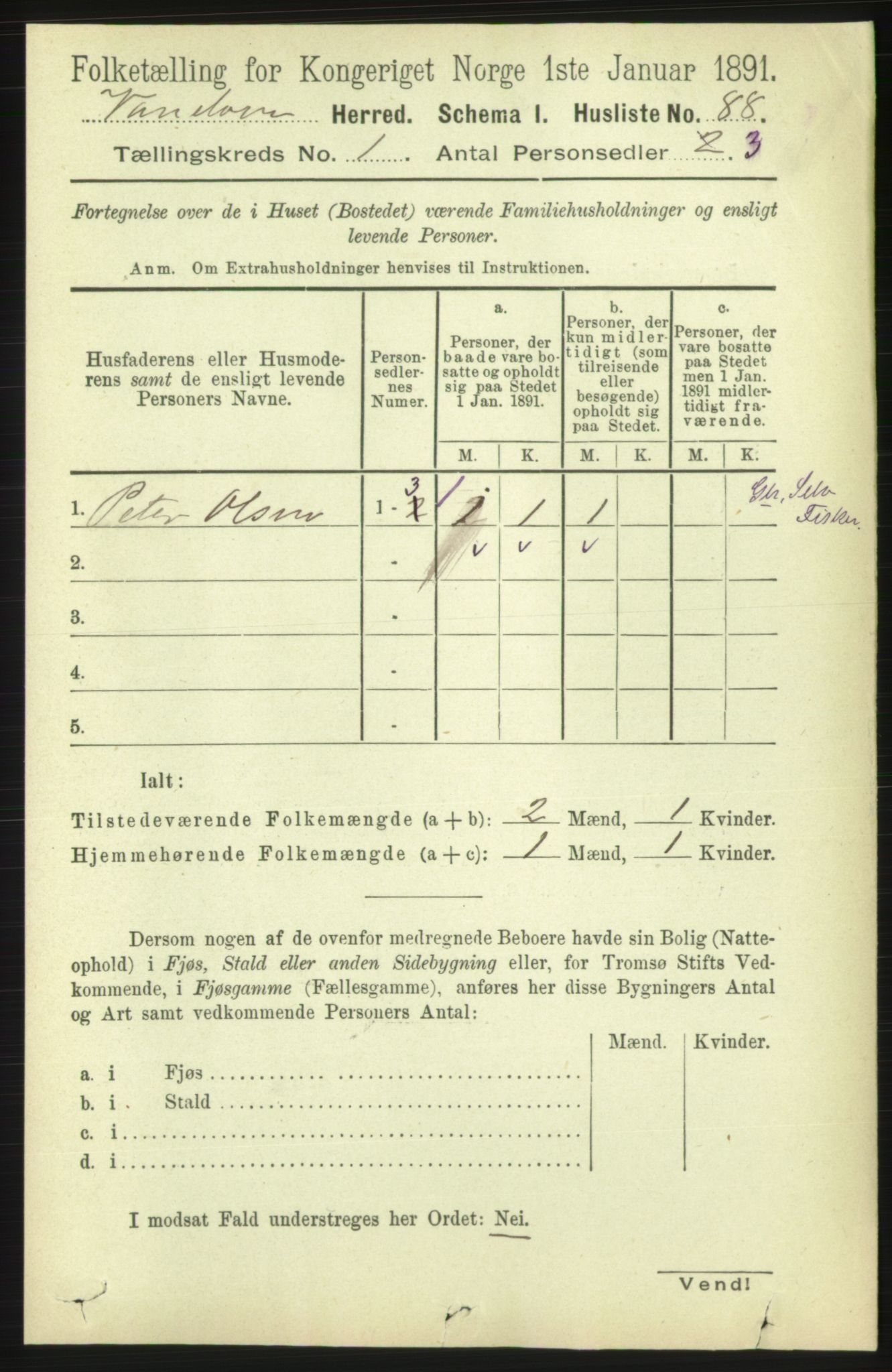 RA, 1891 census for 1511 Vanylven, 1891, p. 108