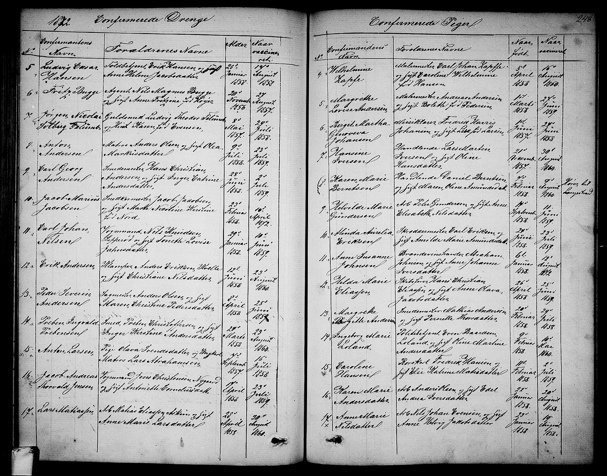 Larvik kirkebøker, SAKO/A-352/G/Ga/L0004: Parish register (copy) no. I 4, 1871-1888, p. 248