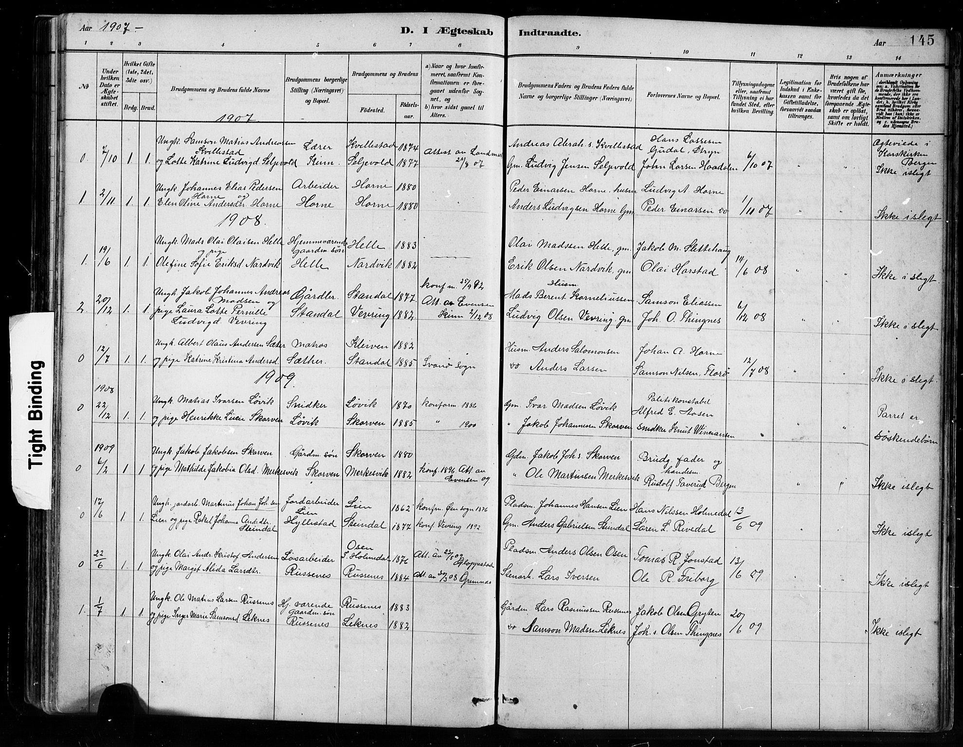 Førde sokneprestembete, AV/SAB-A-79901/H/Hab/Habe/L0001: Parish register (copy) no. E 1, 1881-1920, p. 145