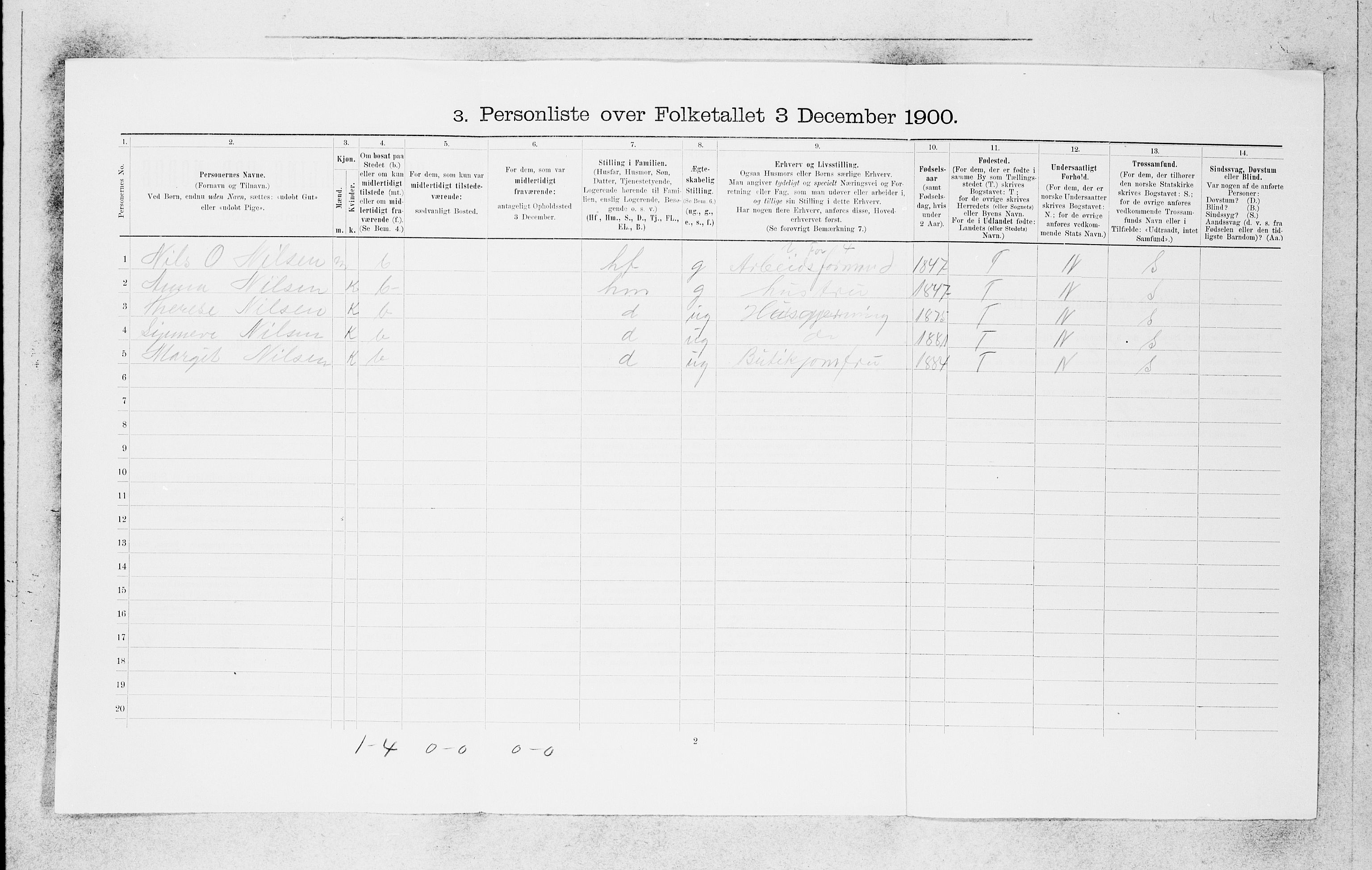 SAB, 1900 census for Bergen, 1900, p. 1146