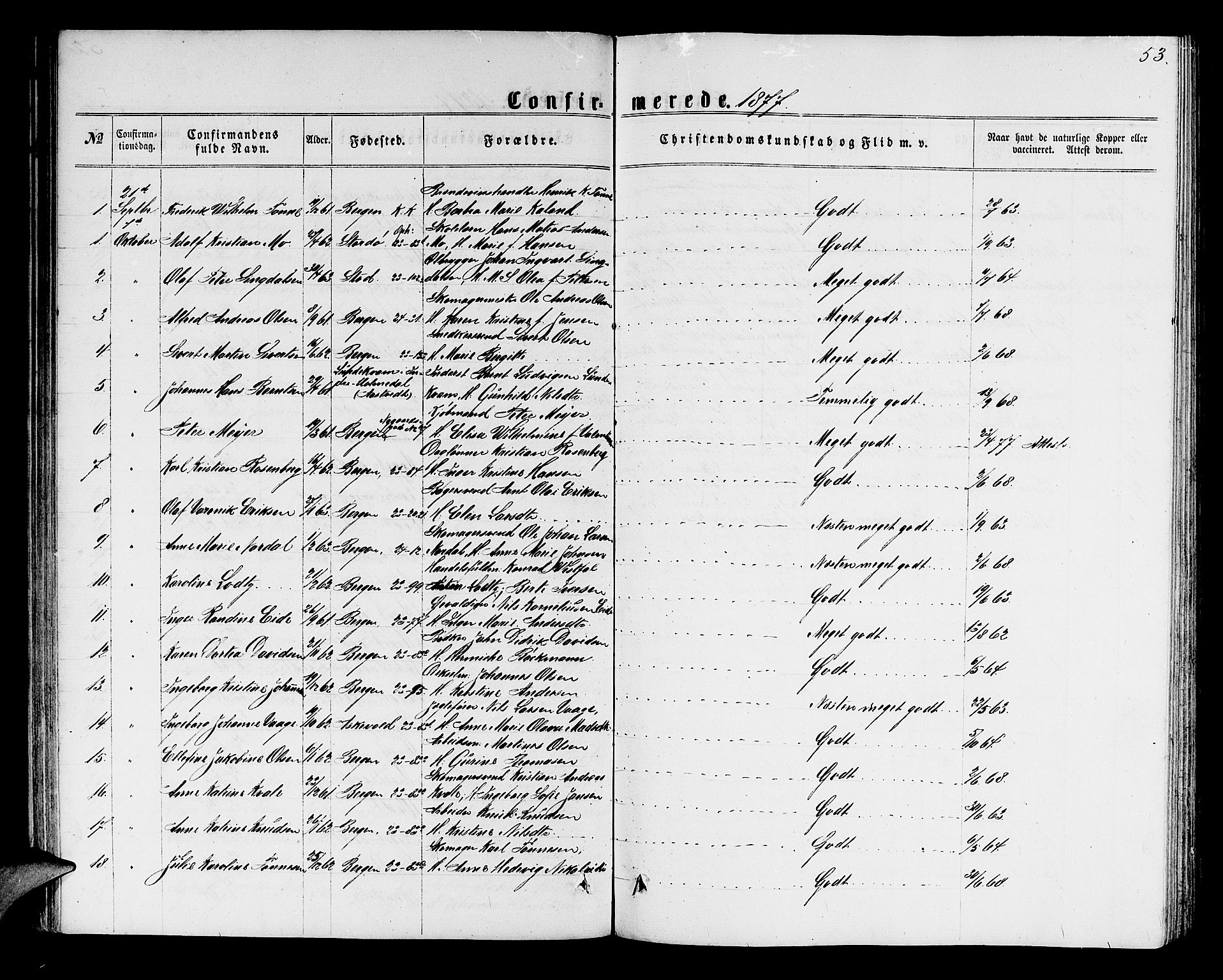 Mariakirken Sokneprestembete, AV/SAB-A-76901/H/Hab/L0003: Parish register (copy) no. A 3, 1862-1877, p. 53