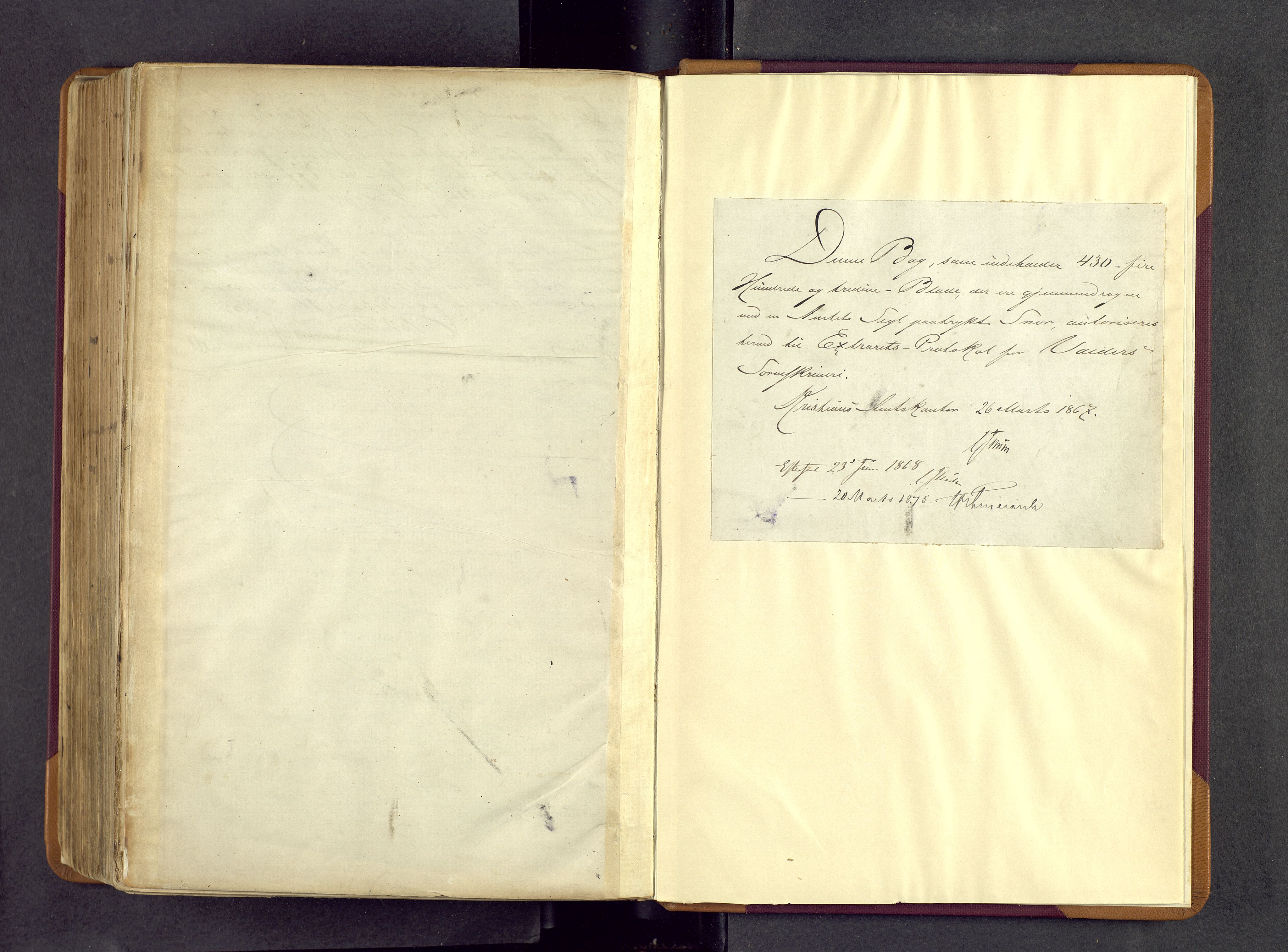 Valdres sorenskriveri, SAH/TING-016/G/Gc/L0018: Ekstrarettsprotokoll, 1867-1882