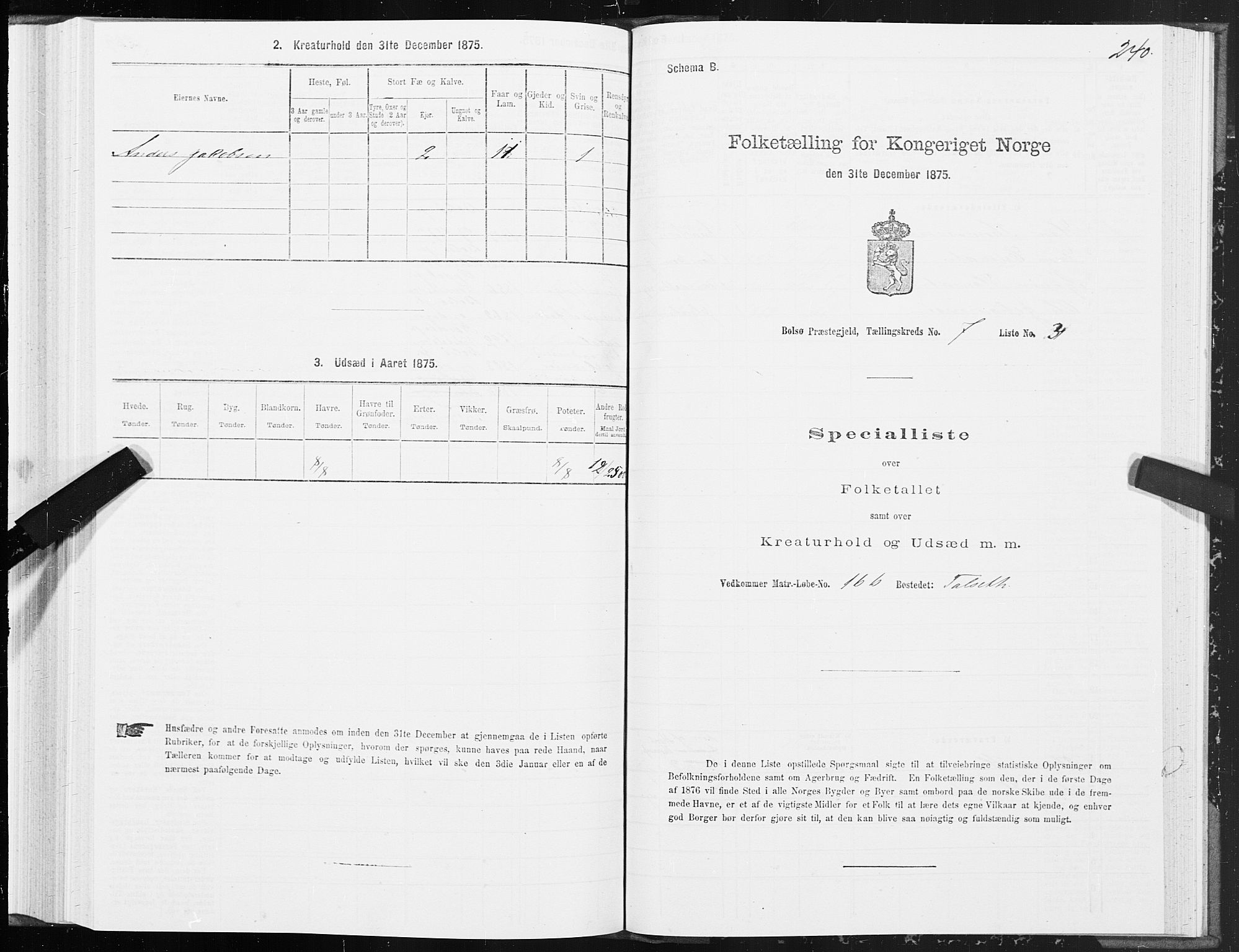 SAT, 1875 census for 1544P Bolsøy, 1875, p. 4240