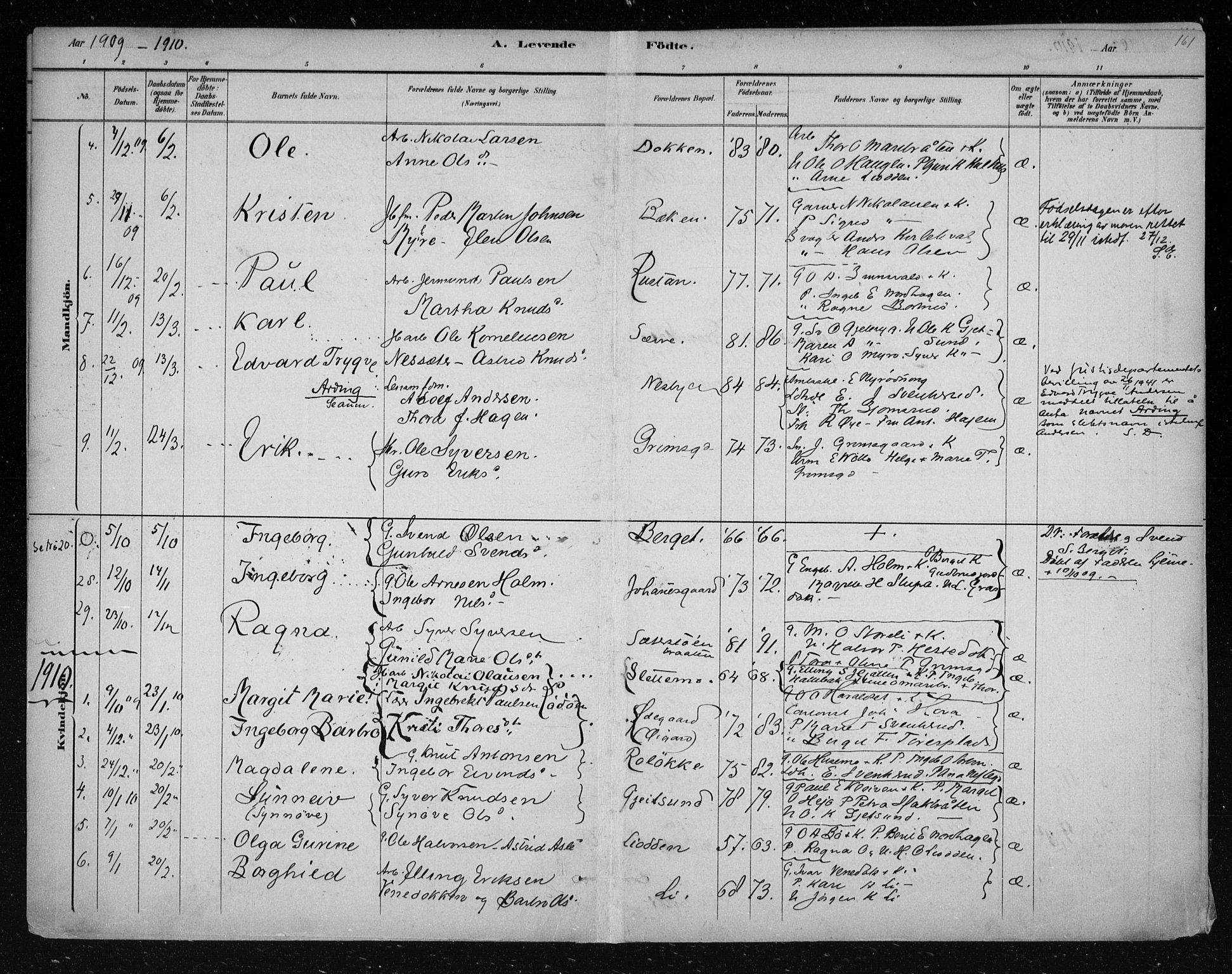 Nes kirkebøker, AV/SAKO-A-236/F/Fa/L0011: Parish register (official) no. 11, 1881-1912, p. 161