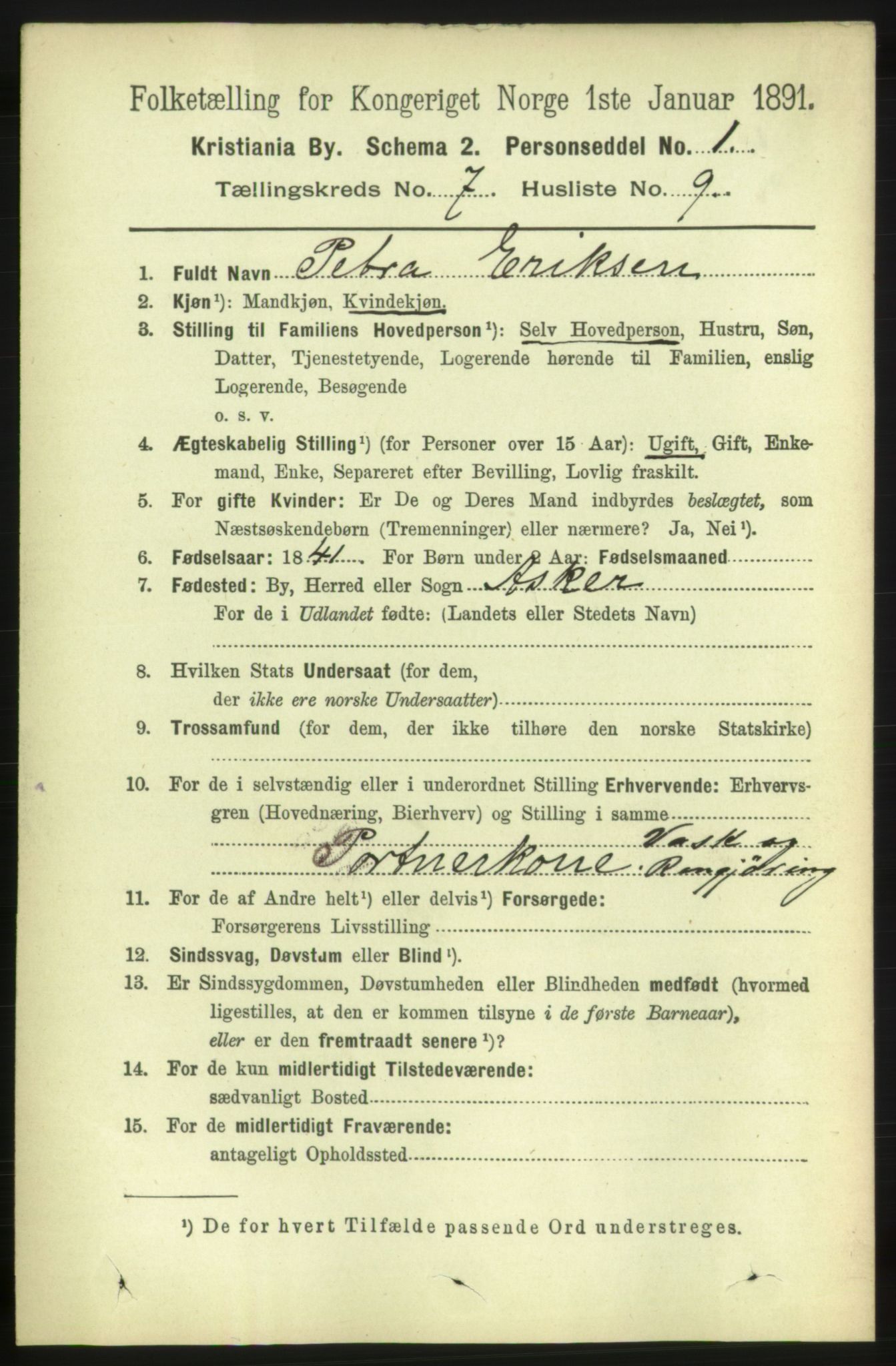 RA, 1891 census for 0301 Kristiania, 1891, p. 2856