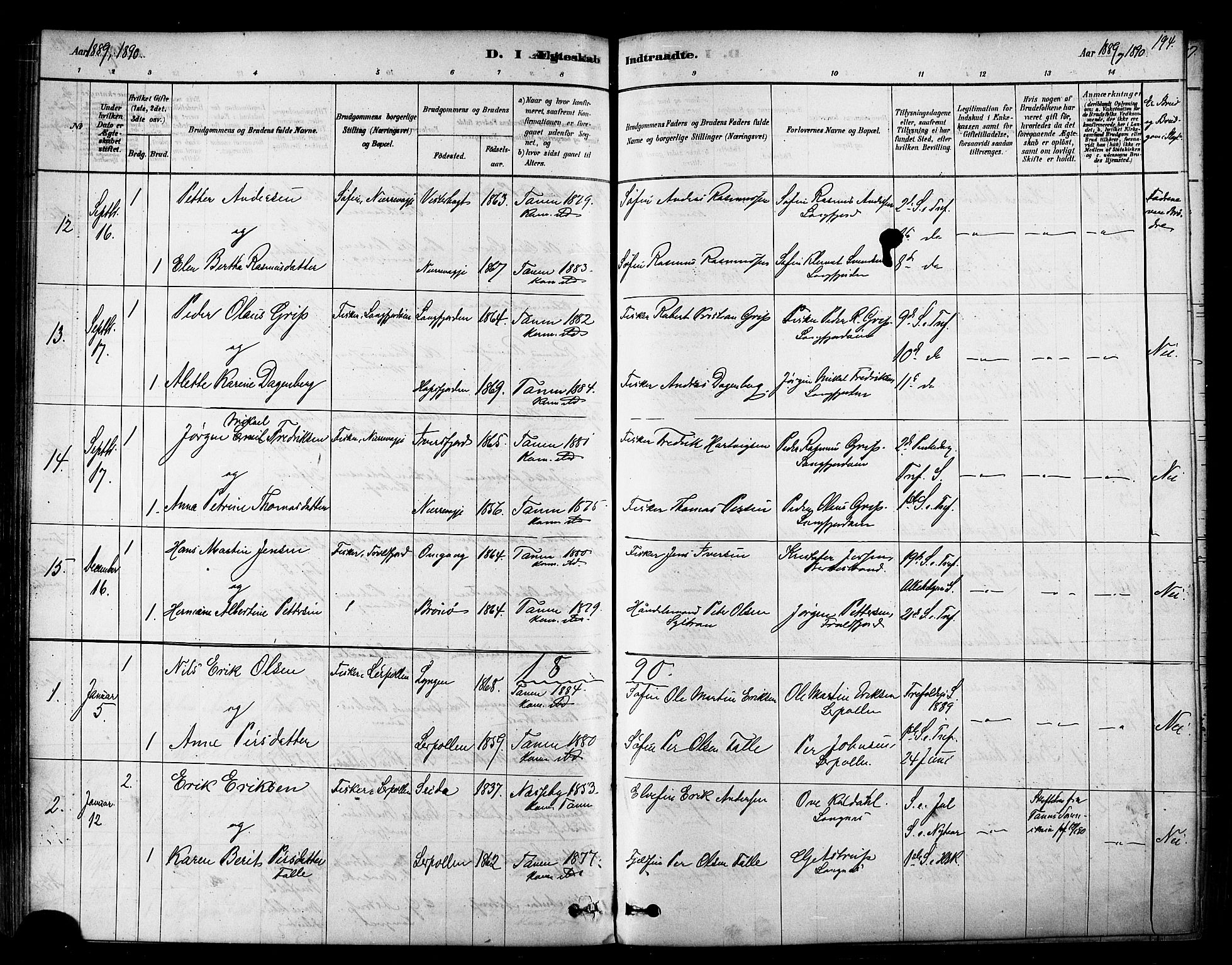 Tana sokneprestkontor, SATØ/S-1334/H/Ha/L0004kirke: Parish register (official) no. 4, 1878-1891, p. 194