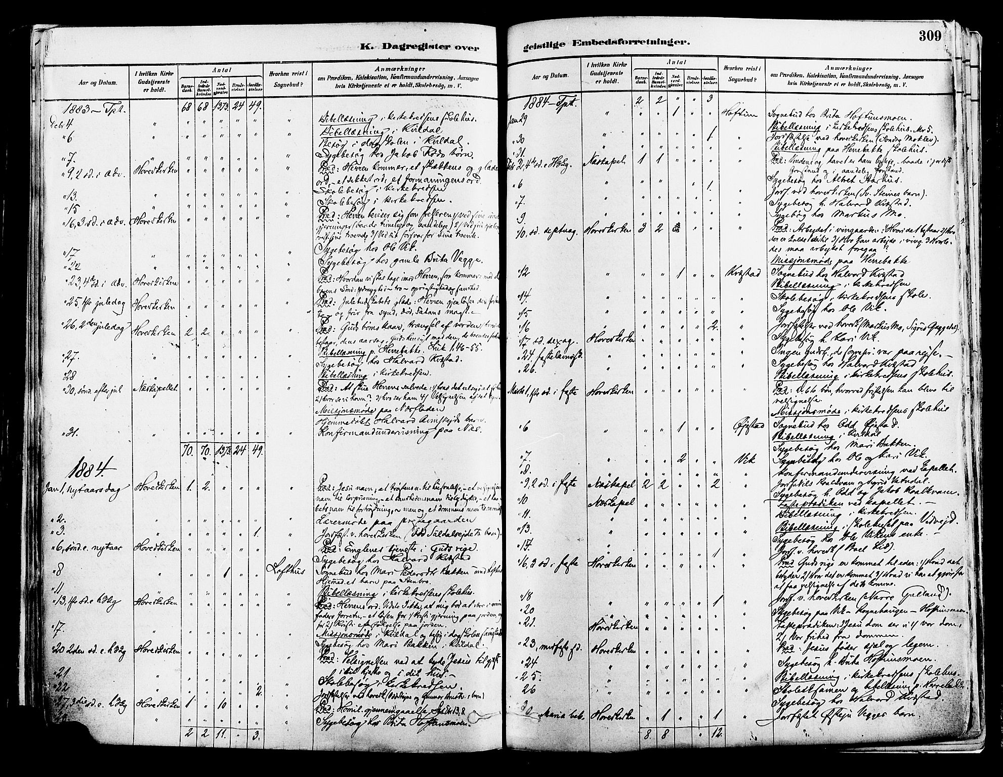 Suldal sokneprestkontor, AV/SAST-A-101845/01/IV/L0011: Parish register (official) no. A 11, 1878-1900, p. 309