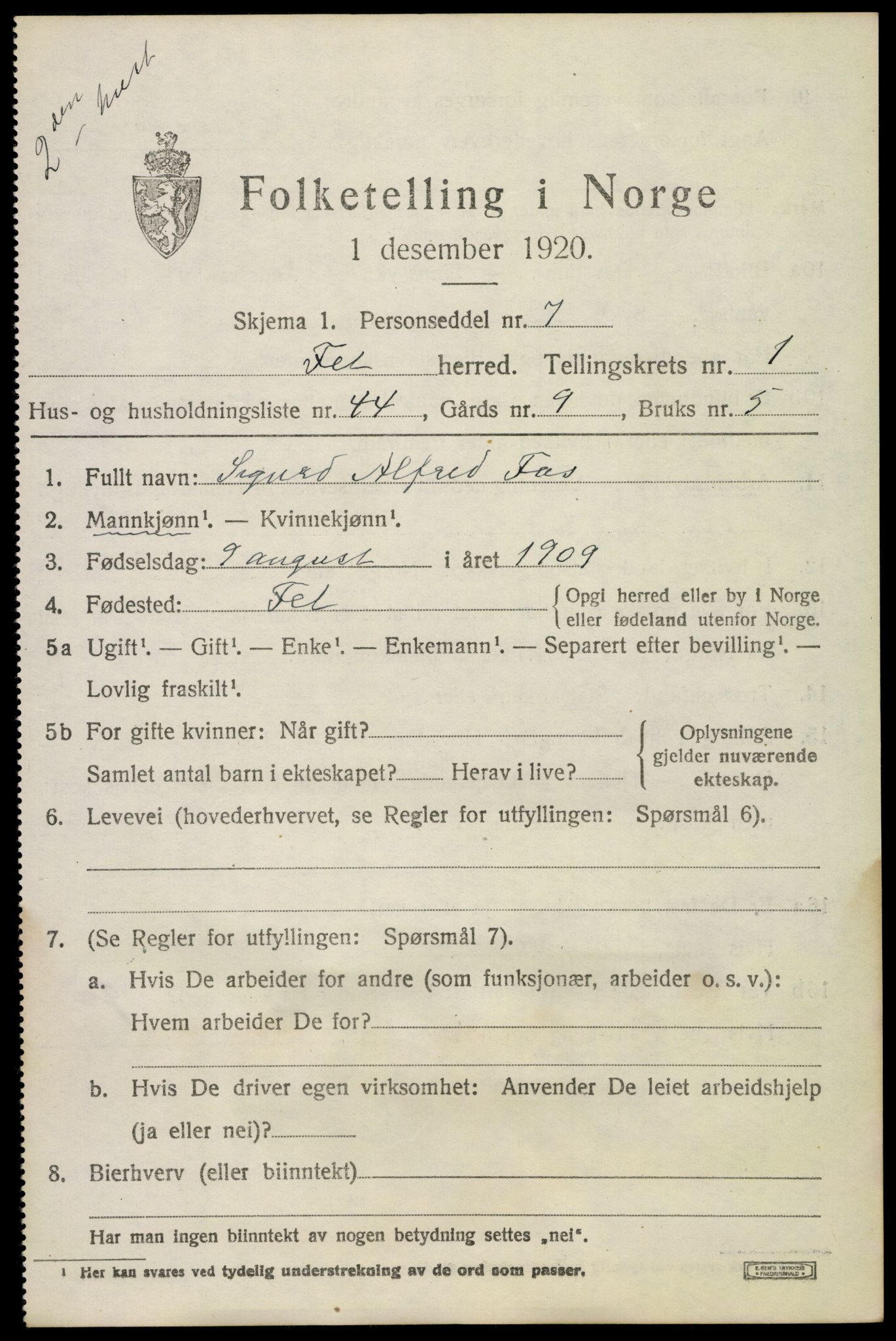 SAO, 1920 census for Fet, 1920, p. 2368