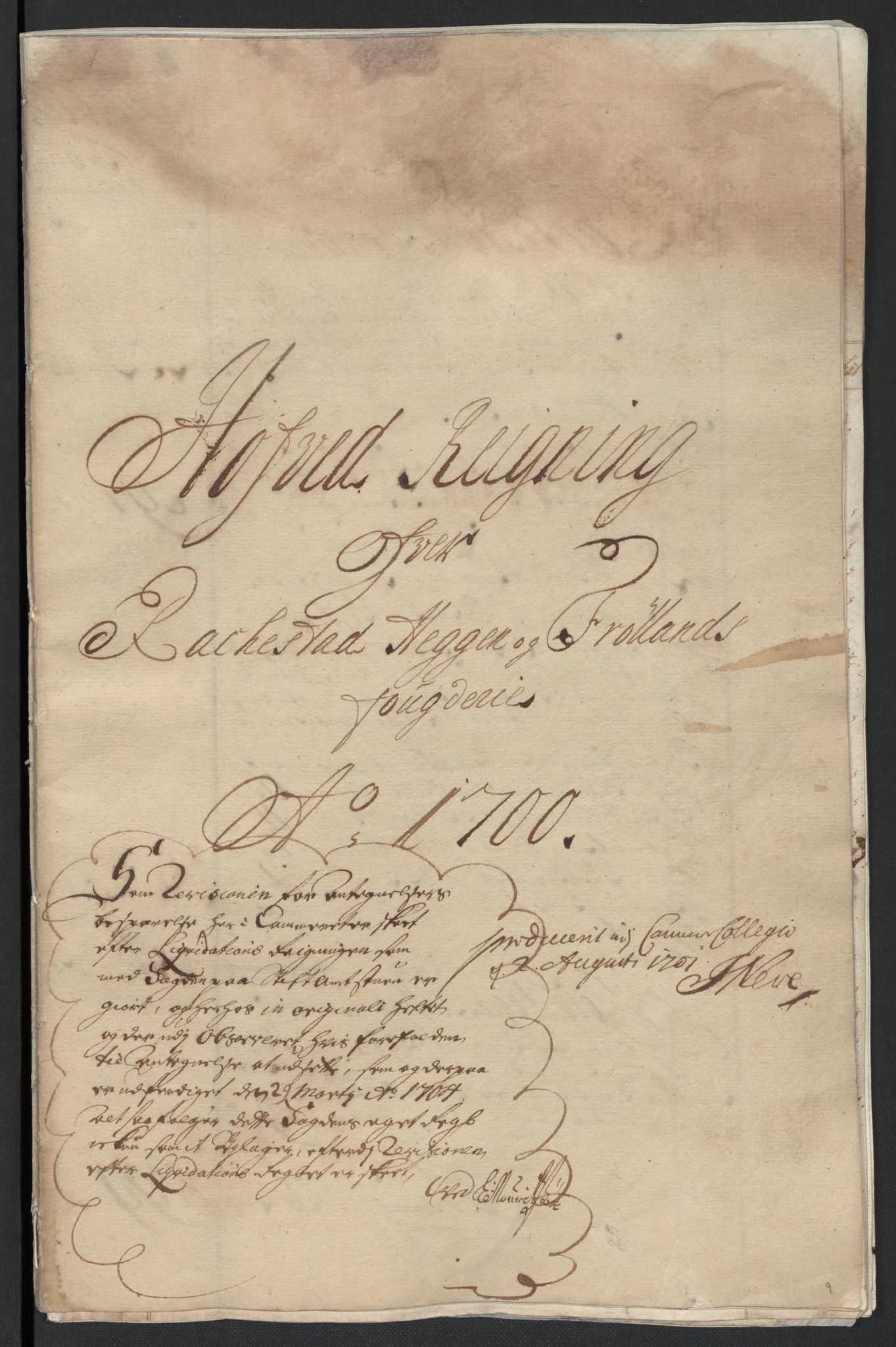 Rentekammeret inntil 1814, Reviderte regnskaper, Fogderegnskap, RA/EA-4092/R07/L0290: Fogderegnskap Rakkestad, Heggen og Frøland, 1700, p. 3