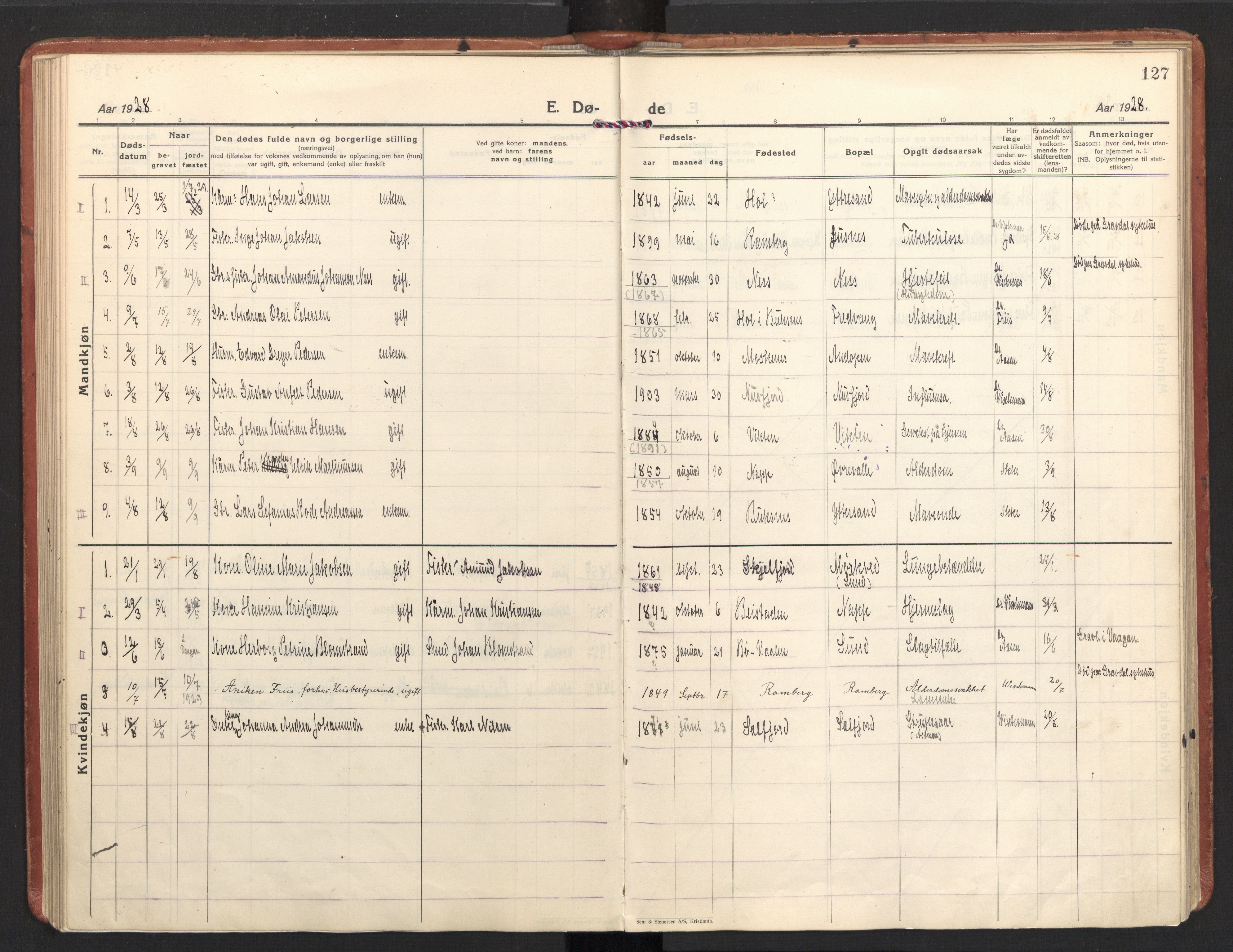 Ministerialprotokoller, klokkerbøker og fødselsregistre - Nordland, SAT/A-1459/885/L1211: Parish register (official) no. 885A11, 1927-1938, p. 127